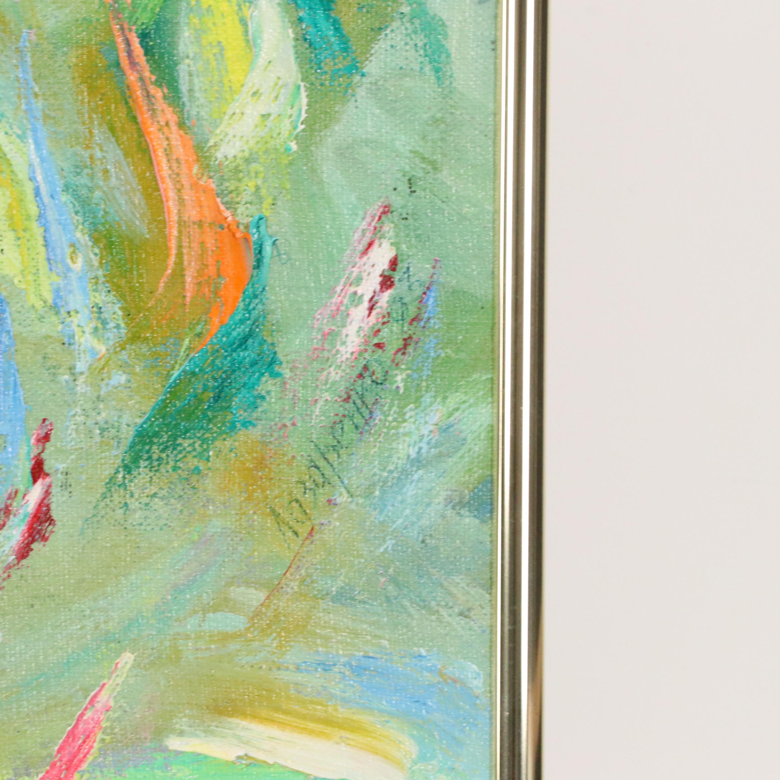 Abstract Impasto Floral Still Life Oil Painting, 21st Century