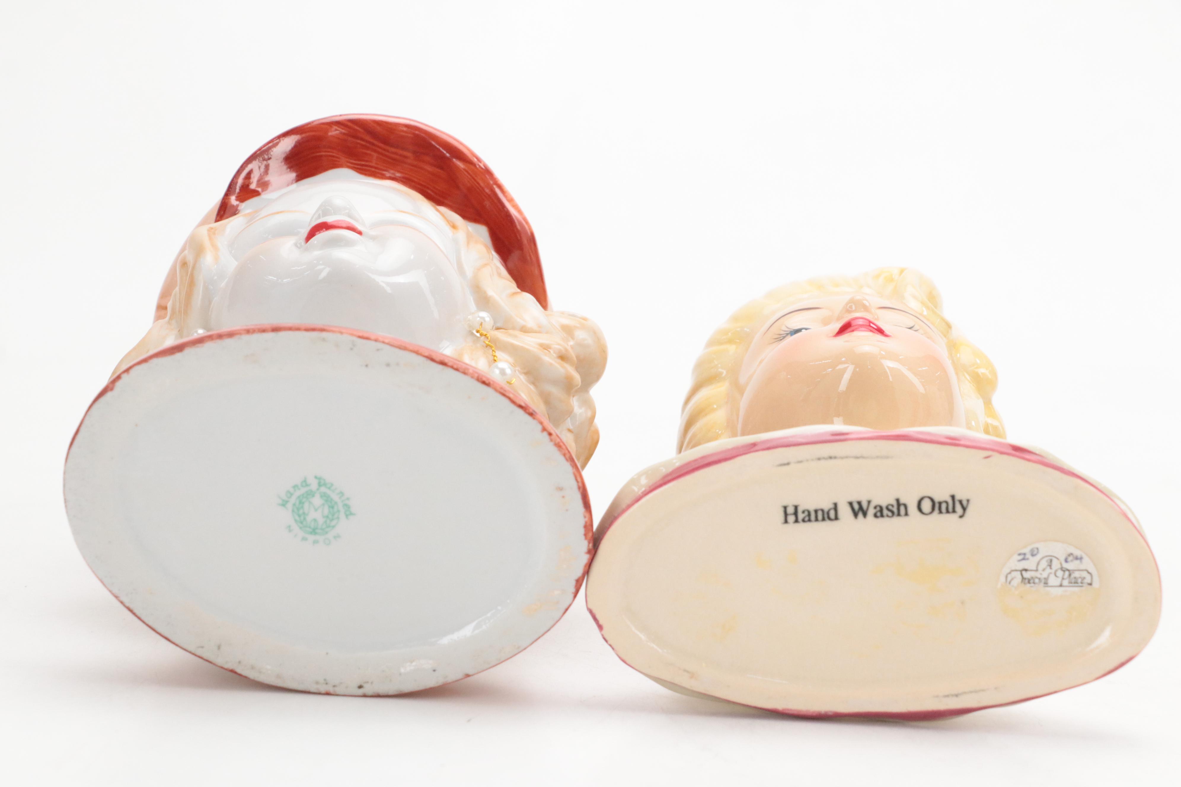 Japanese Noritake Ceramic Lady Head Vase with More Lady Head Vases, Mid-20th C.