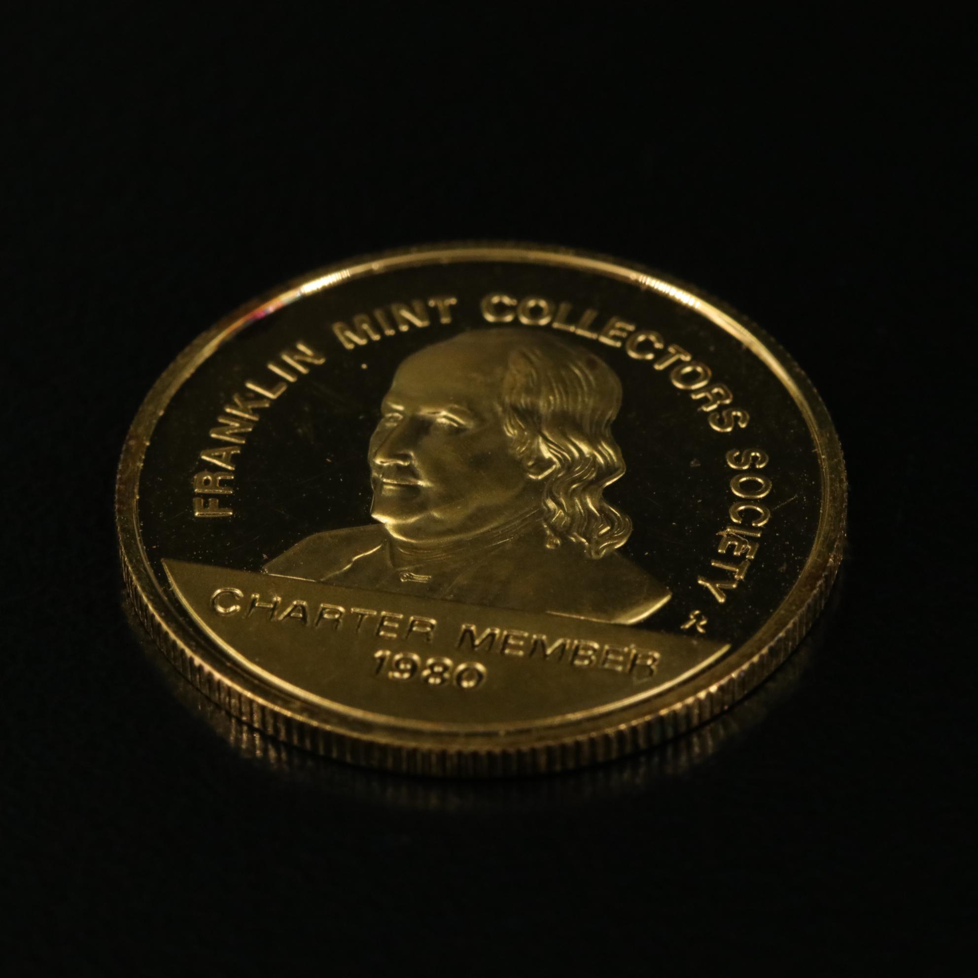 Franklin Mint Collector's Society Gold Plated Sterling Silver Medal