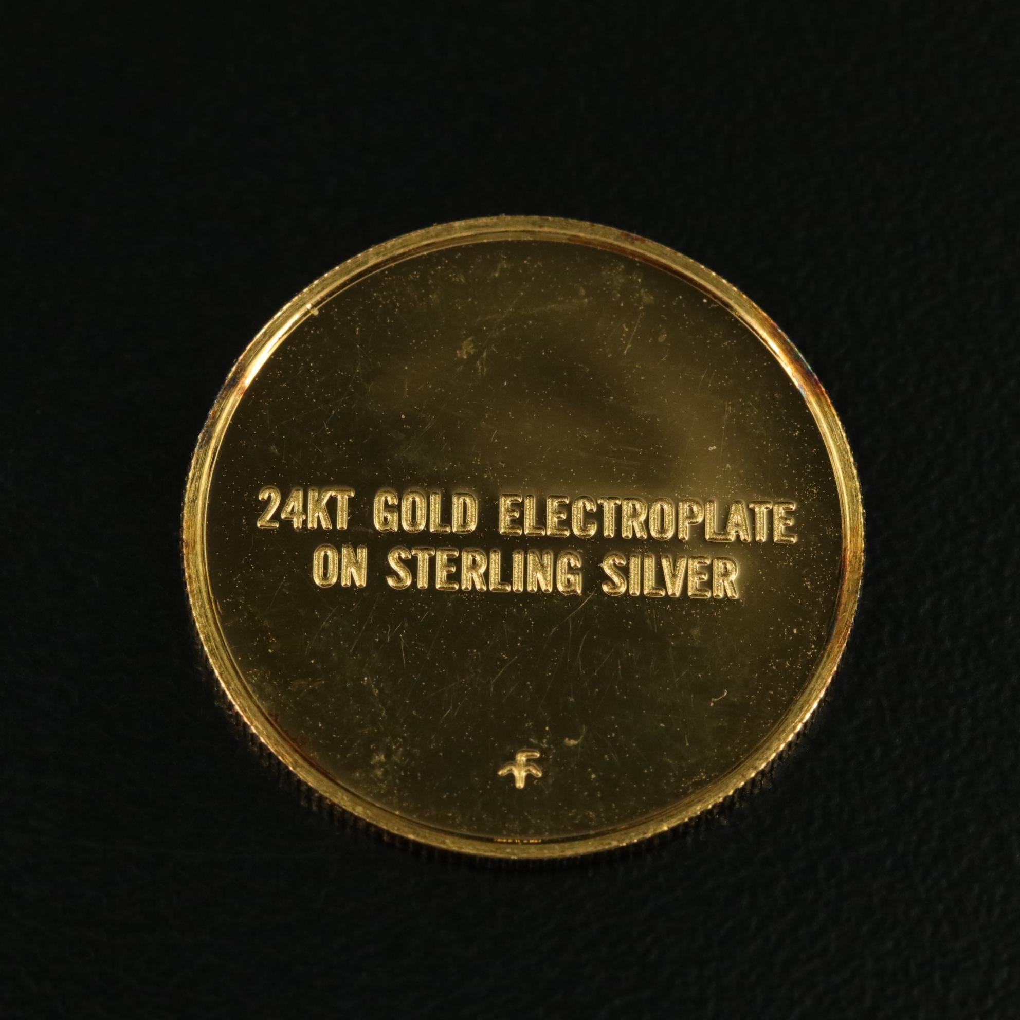 Franklin Mint Collector's Society Gold Plated Sterling Silver Medal