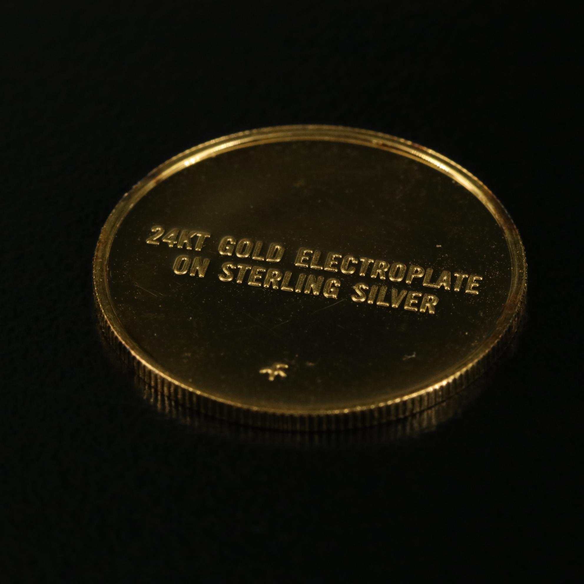 Franklin Mint Collector's Society Gold Plated Sterling Silver Medal