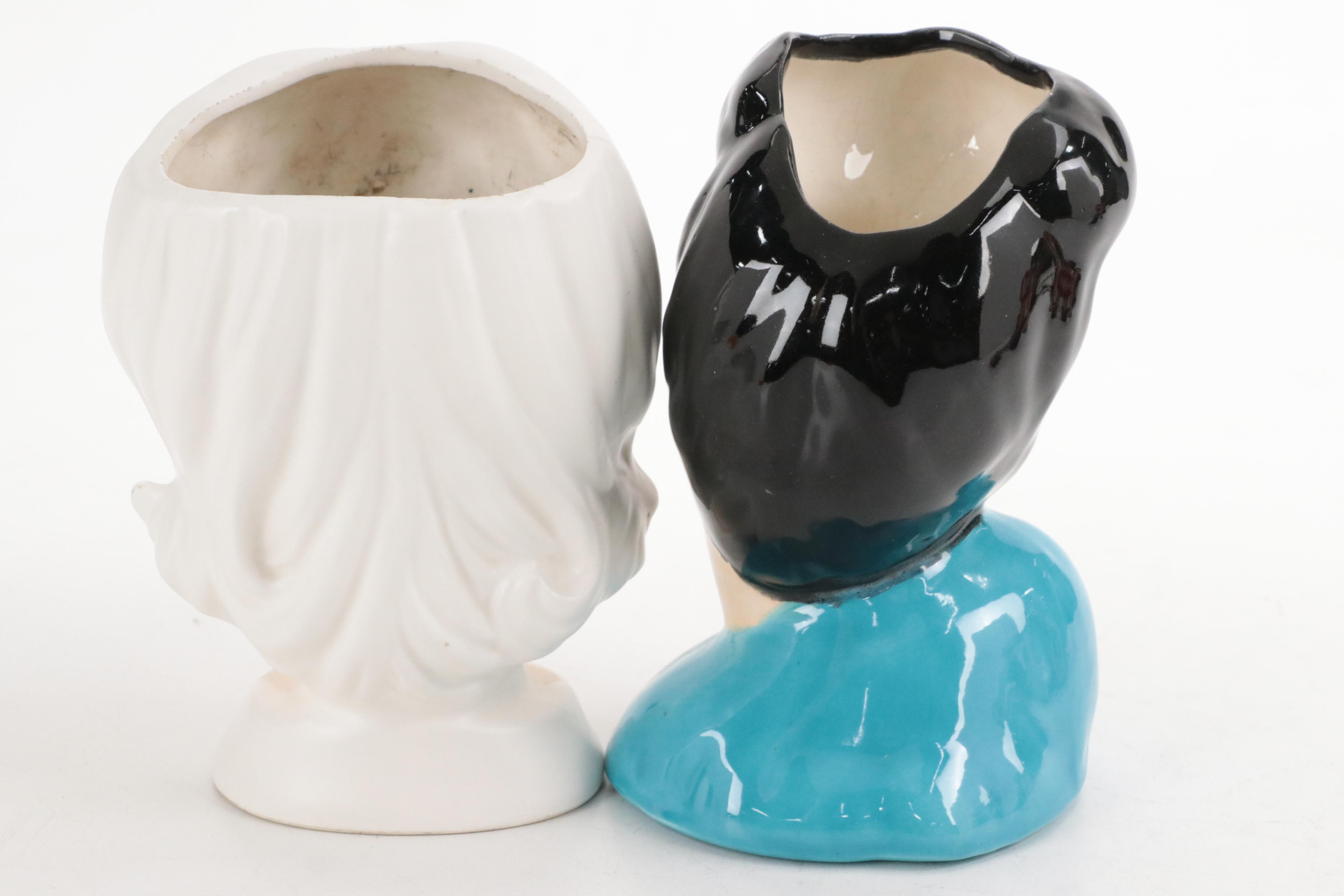 Japanese Noritake Ceramic Lady Head Vase with More Lady Head Vases, Mid-20th C.