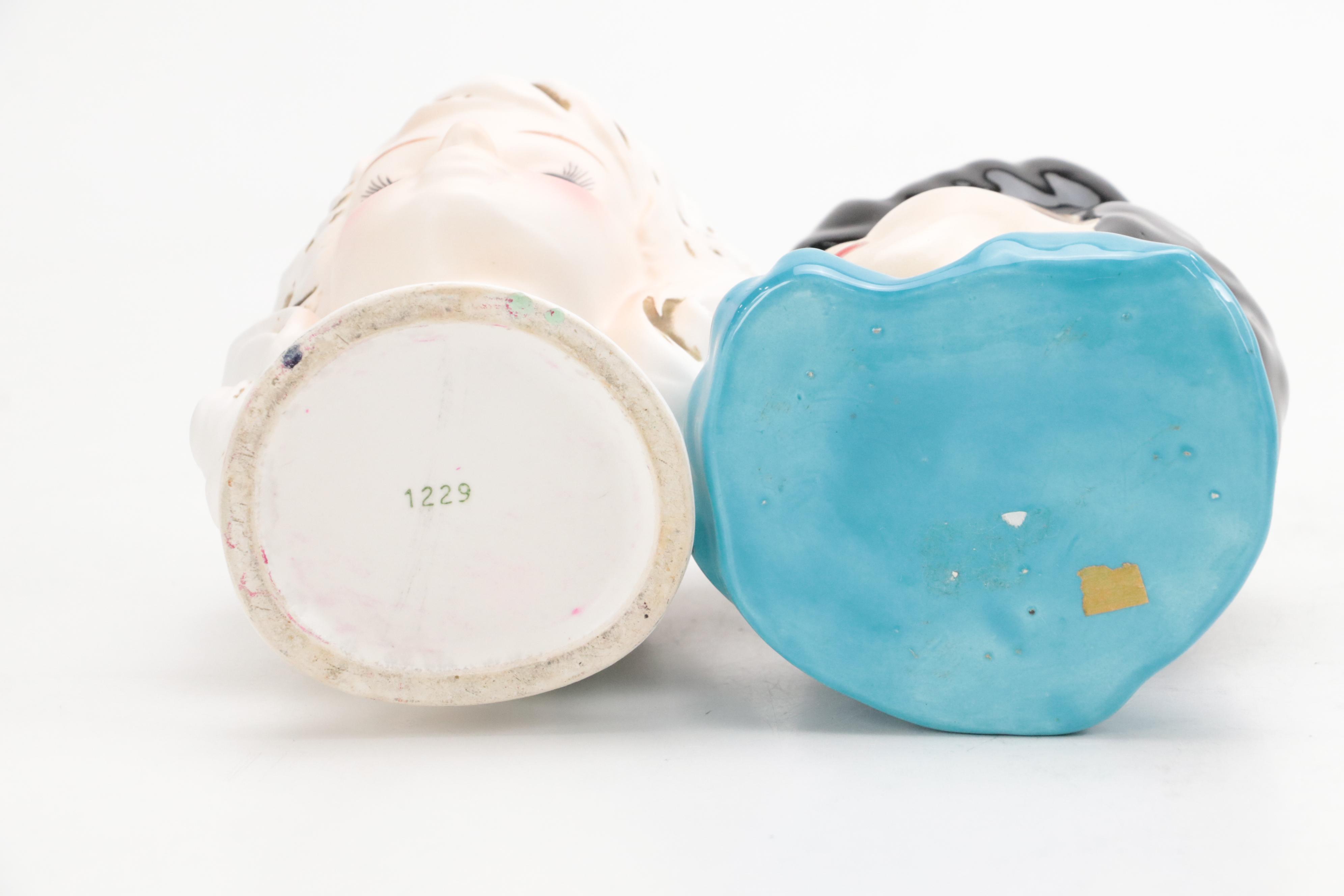 Japanese Noritake Ceramic Lady Head Vase with More Lady Head Vases, Mid-20th C.