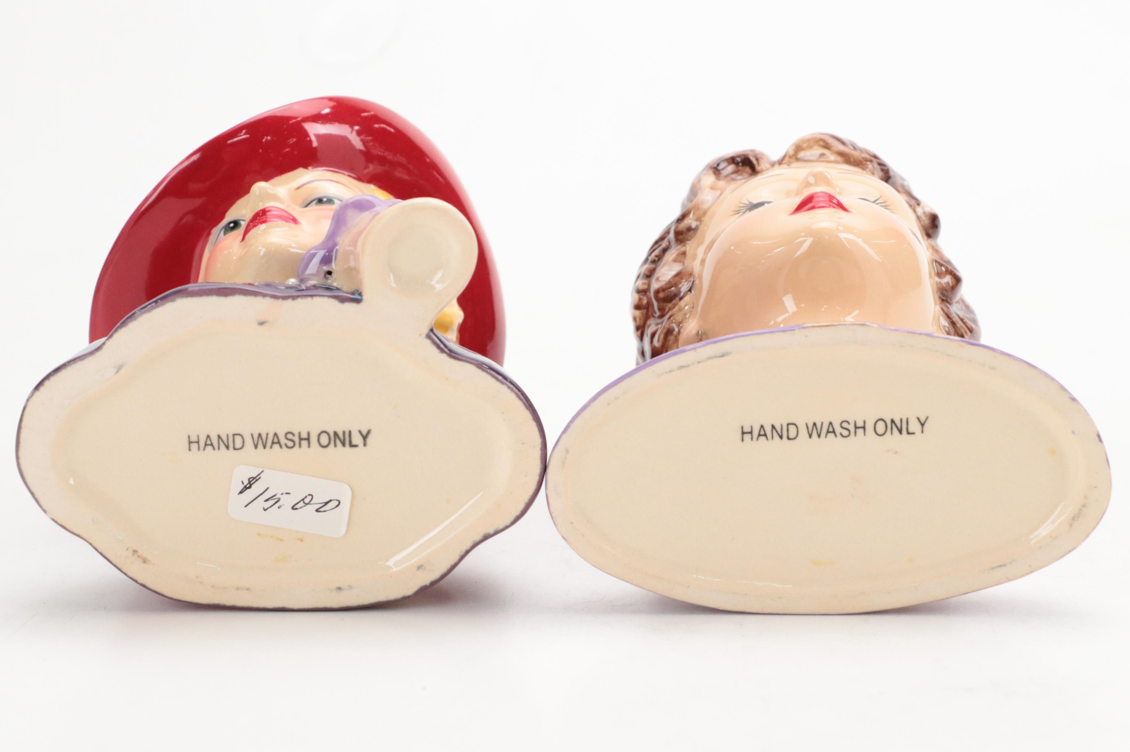 Japanese Noritake Ceramic Lady Head Vase with More Lady Head Vases, Mid-20th C.