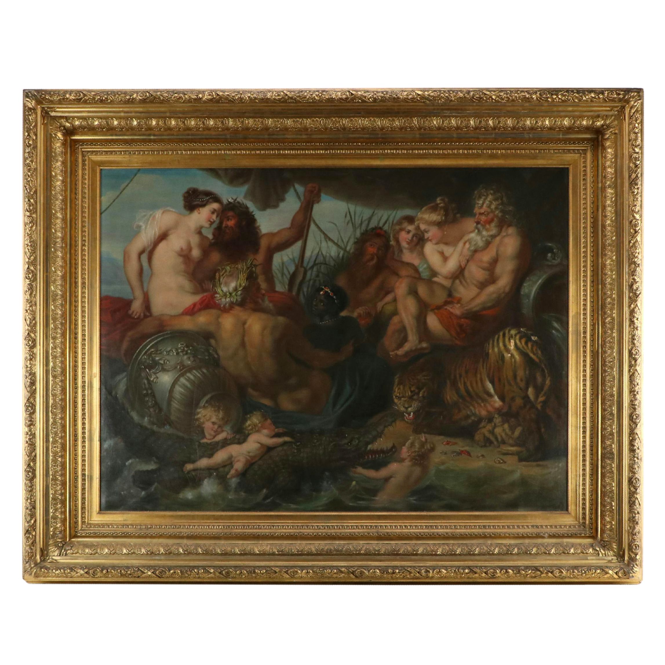 Oil Painting After Peter Paul Rubens "The Four Continents"