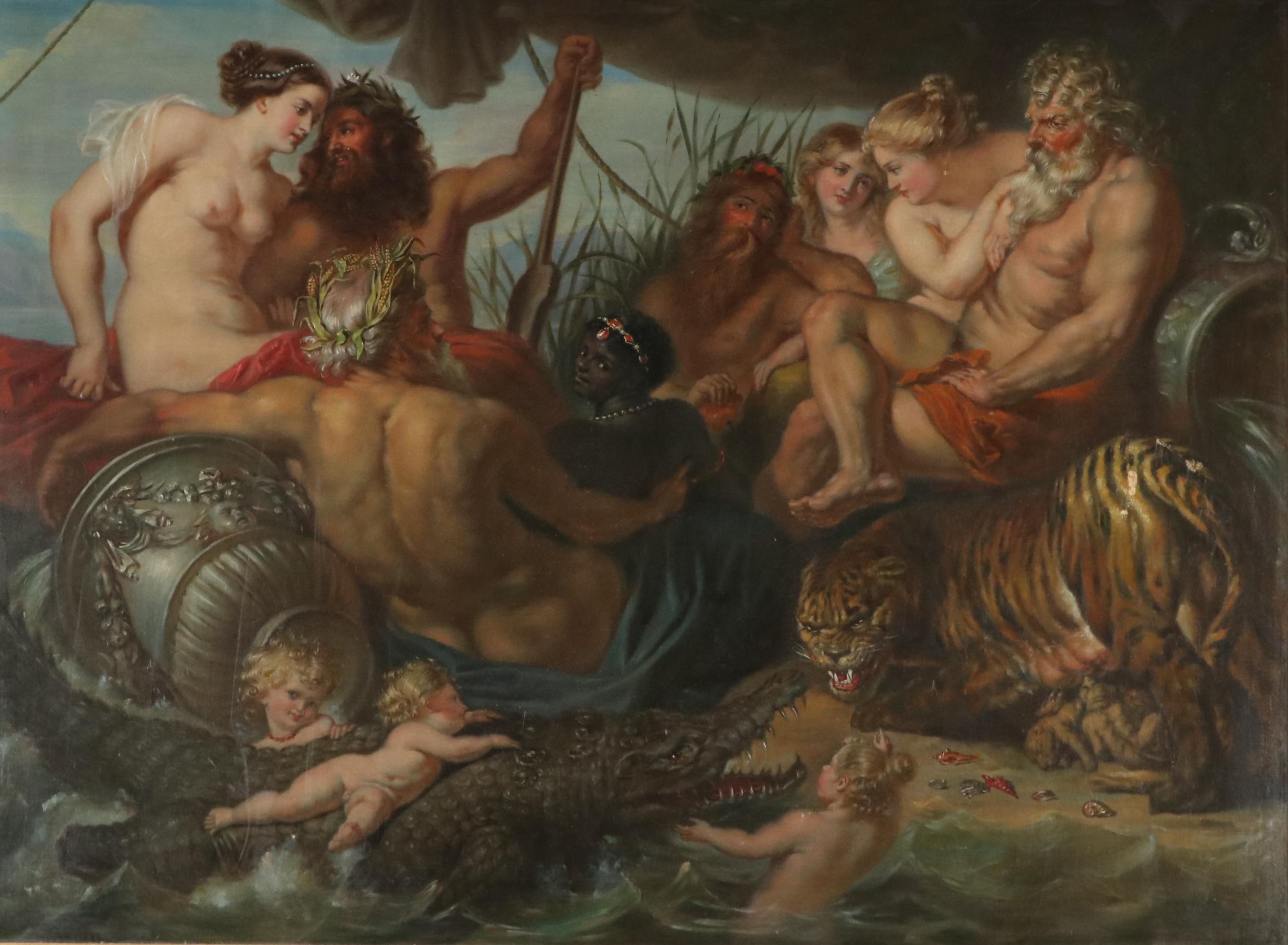 Oil Painting After Peter Paul Rubens "The Four Continents"
