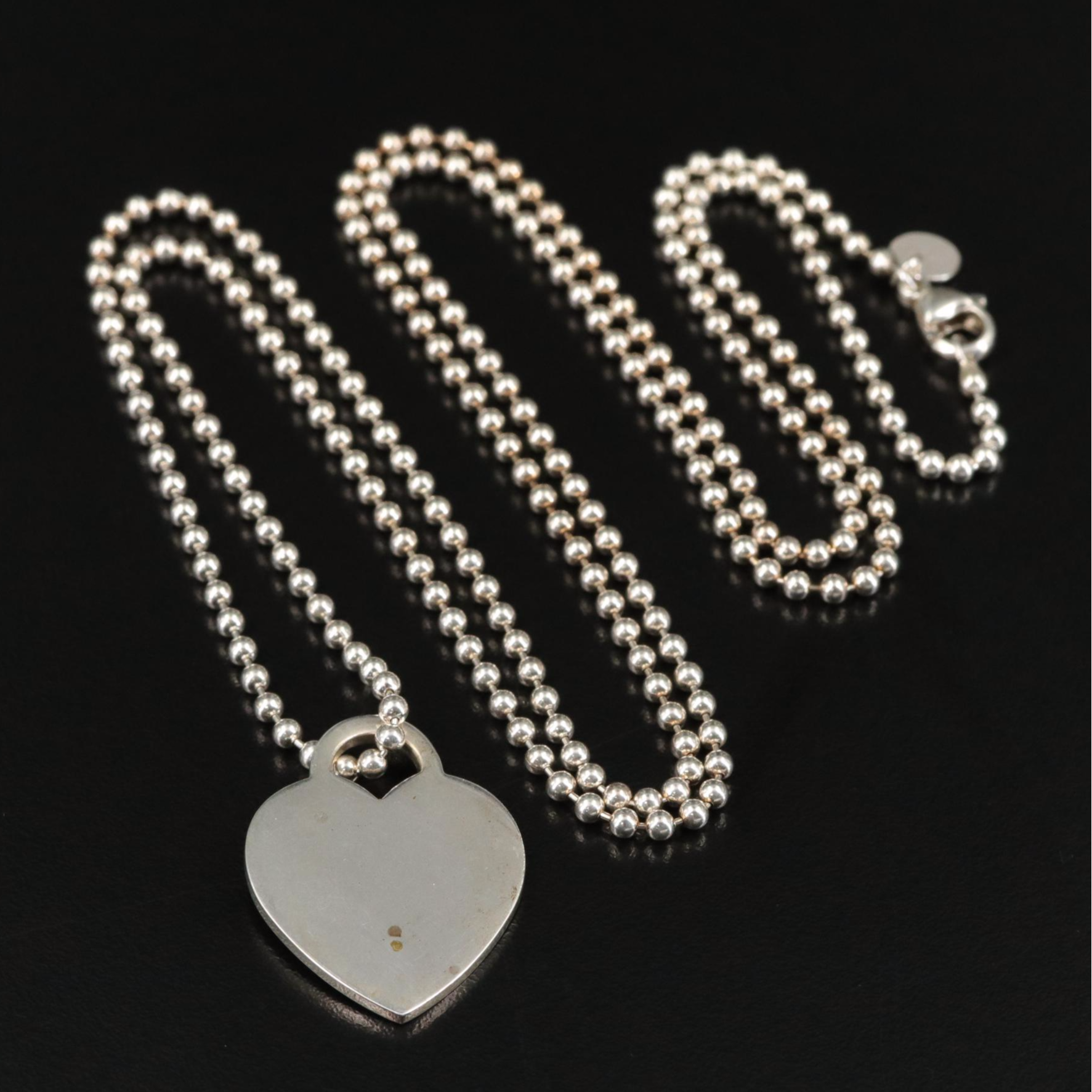 Tiffany & Co. Please Return To Sterling Heart Tag Drop Pendant Necklace