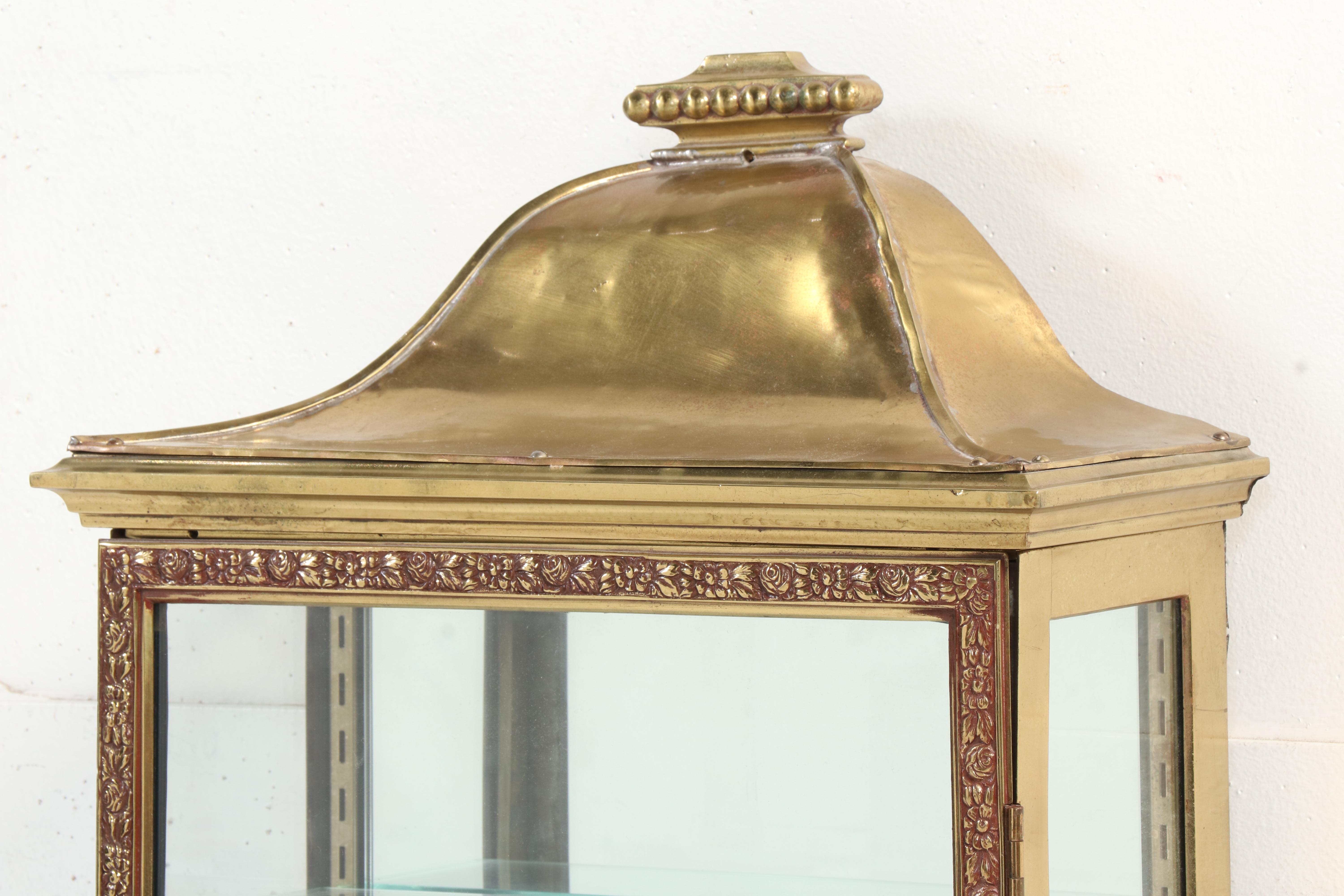 Neoclassical Style Brass and Mirror-Back Display Cabinet