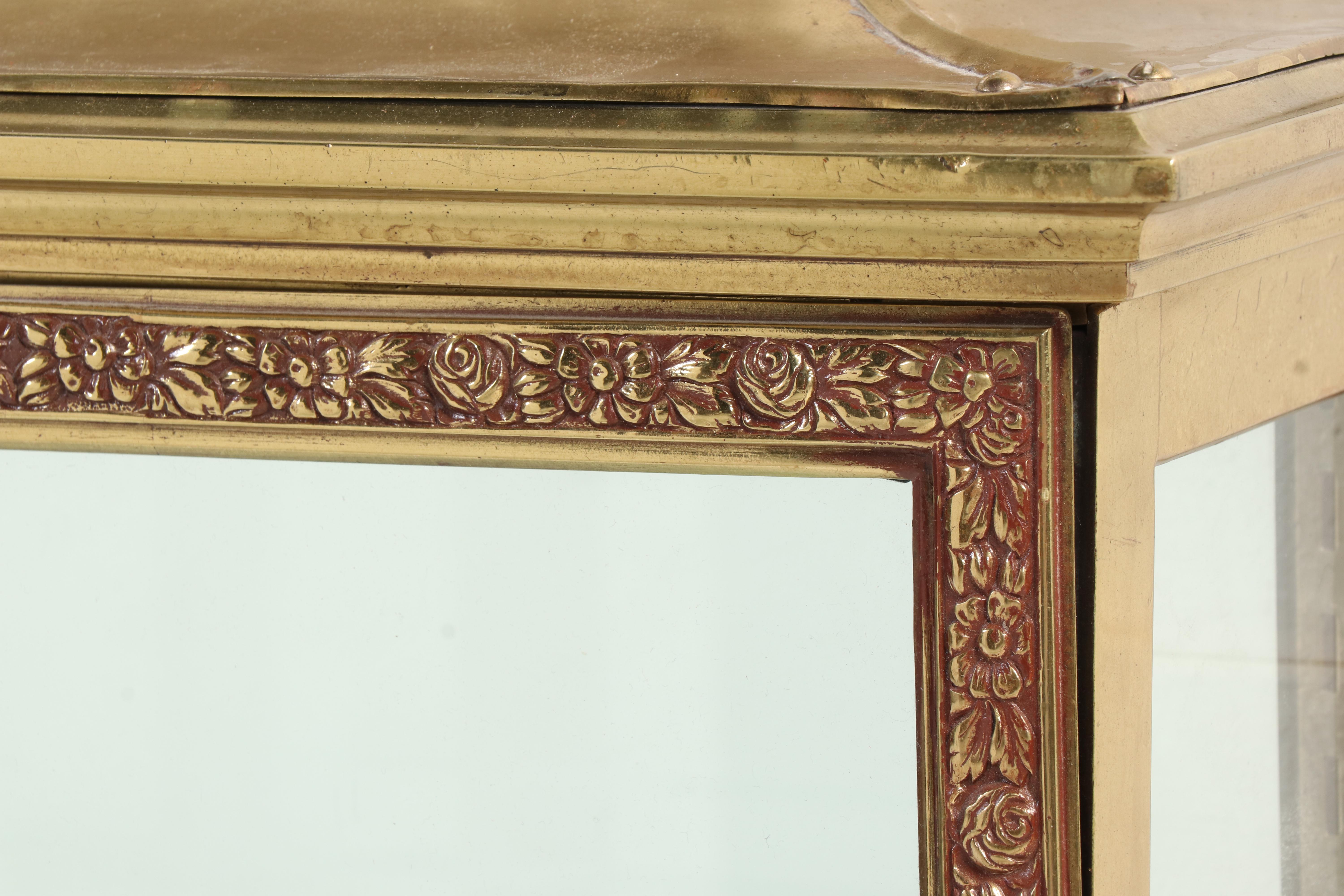 Neoclassical Style Brass and Mirror-Back Display Cabinet