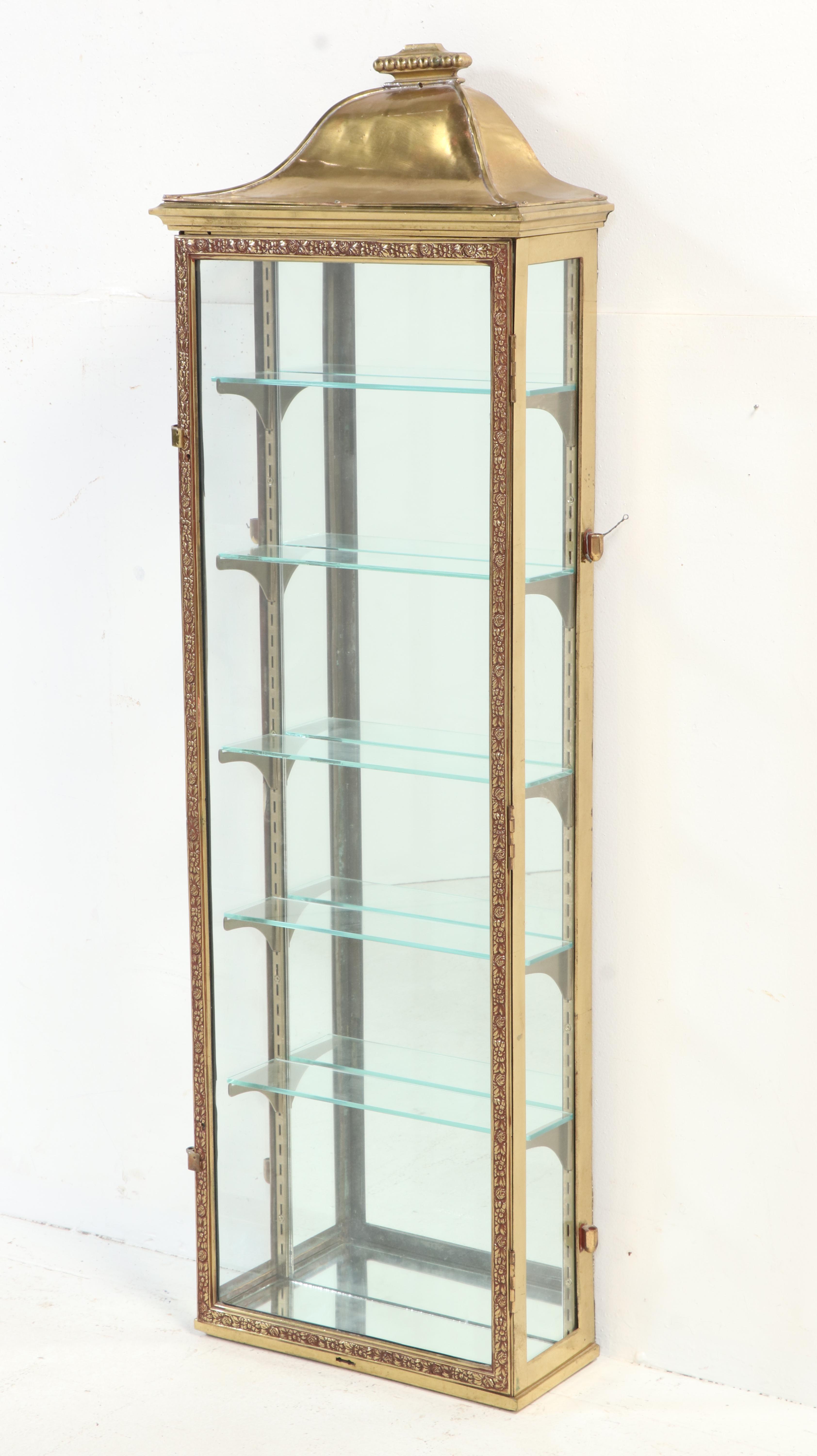 Neoclassical Style Brass and Mirror-Back Display Cabinet