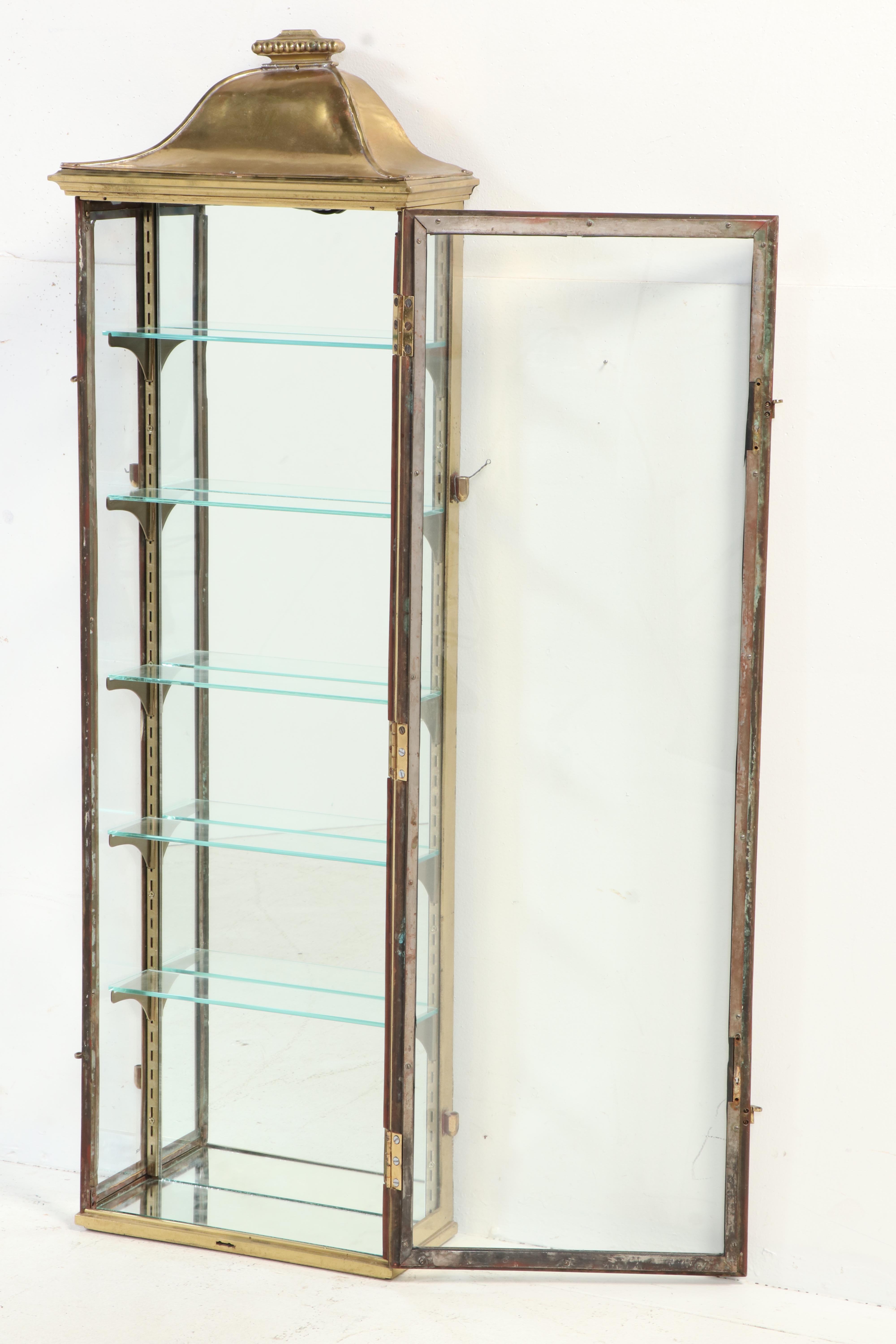 Neoclassical Style Brass and Mirror-Back Display Cabinet
