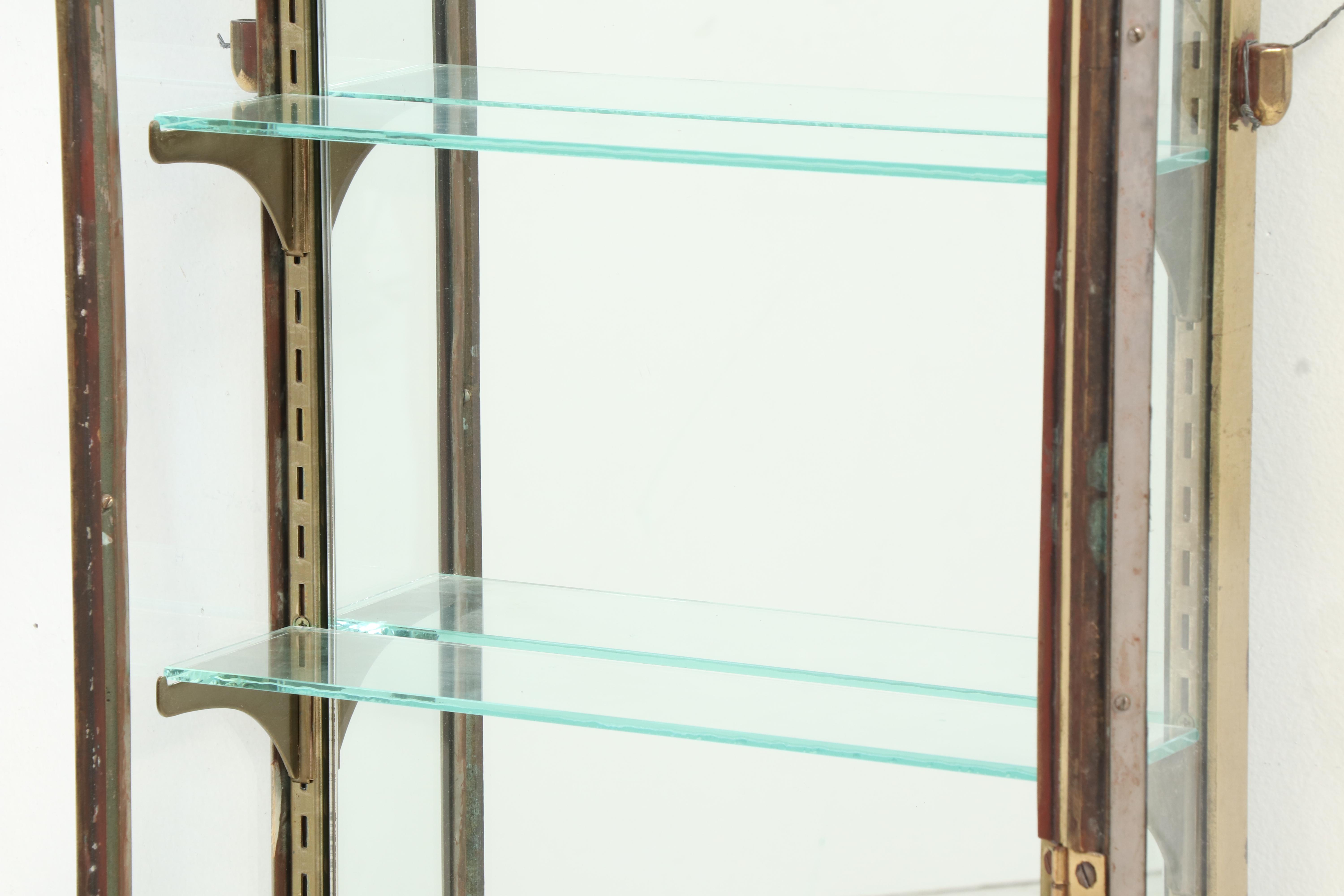 Neoclassical Style Brass and Mirror-Back Display Cabinet