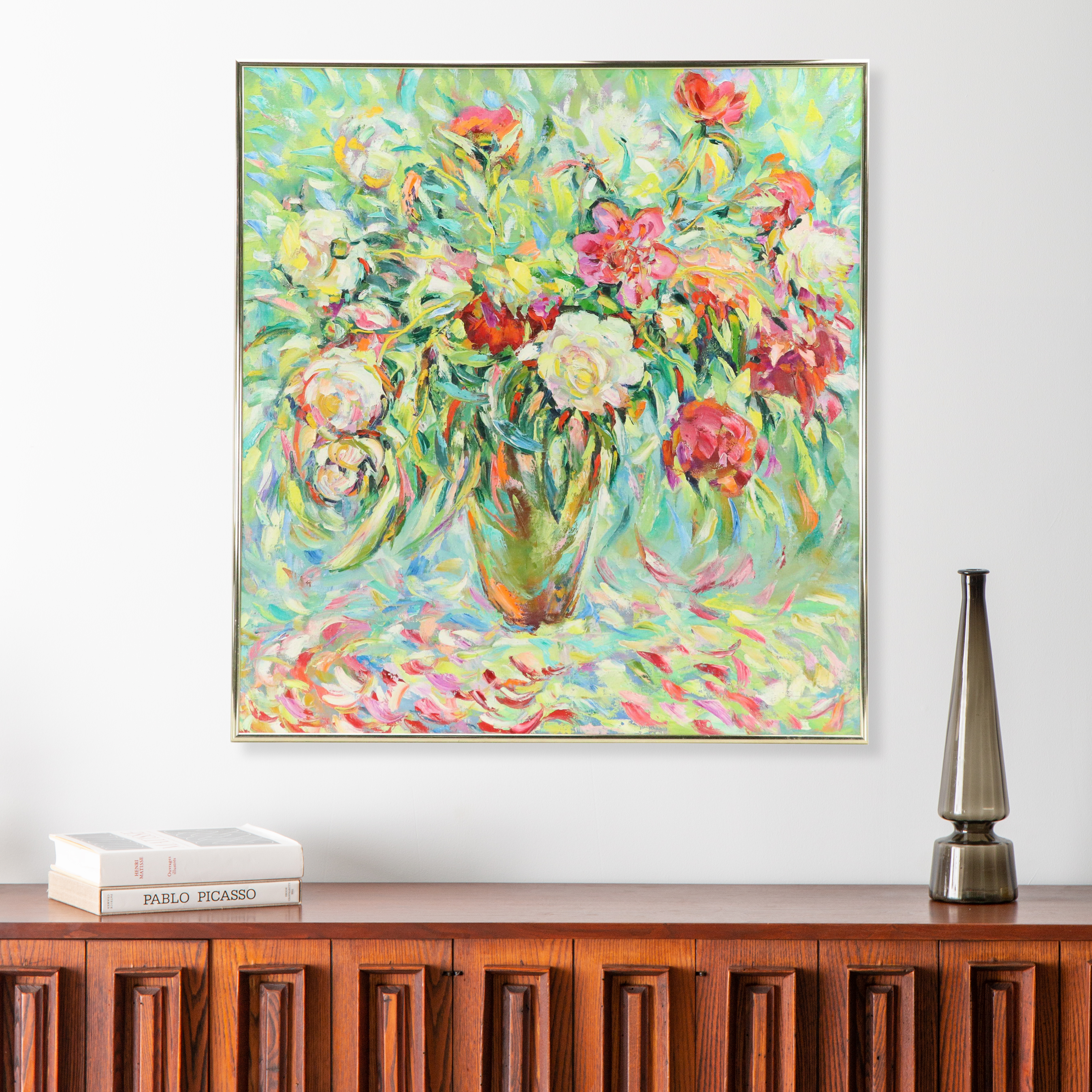 Abstract Impasto Floral Still Life Oil Painting, 21st Century