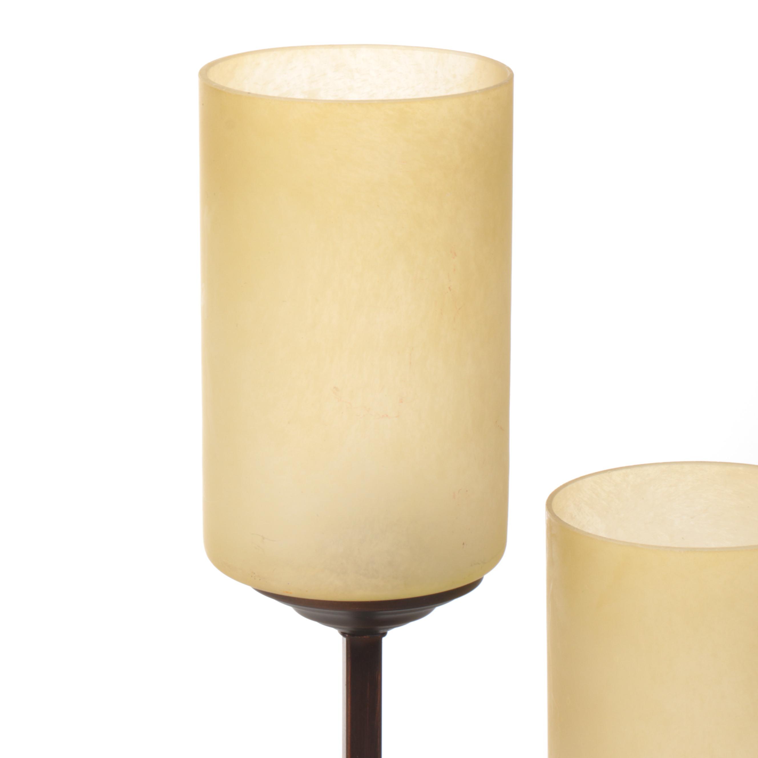 Allen + Roth Metal Two-Arm Table Lamp with Frosted Glass Shades, 21st C.