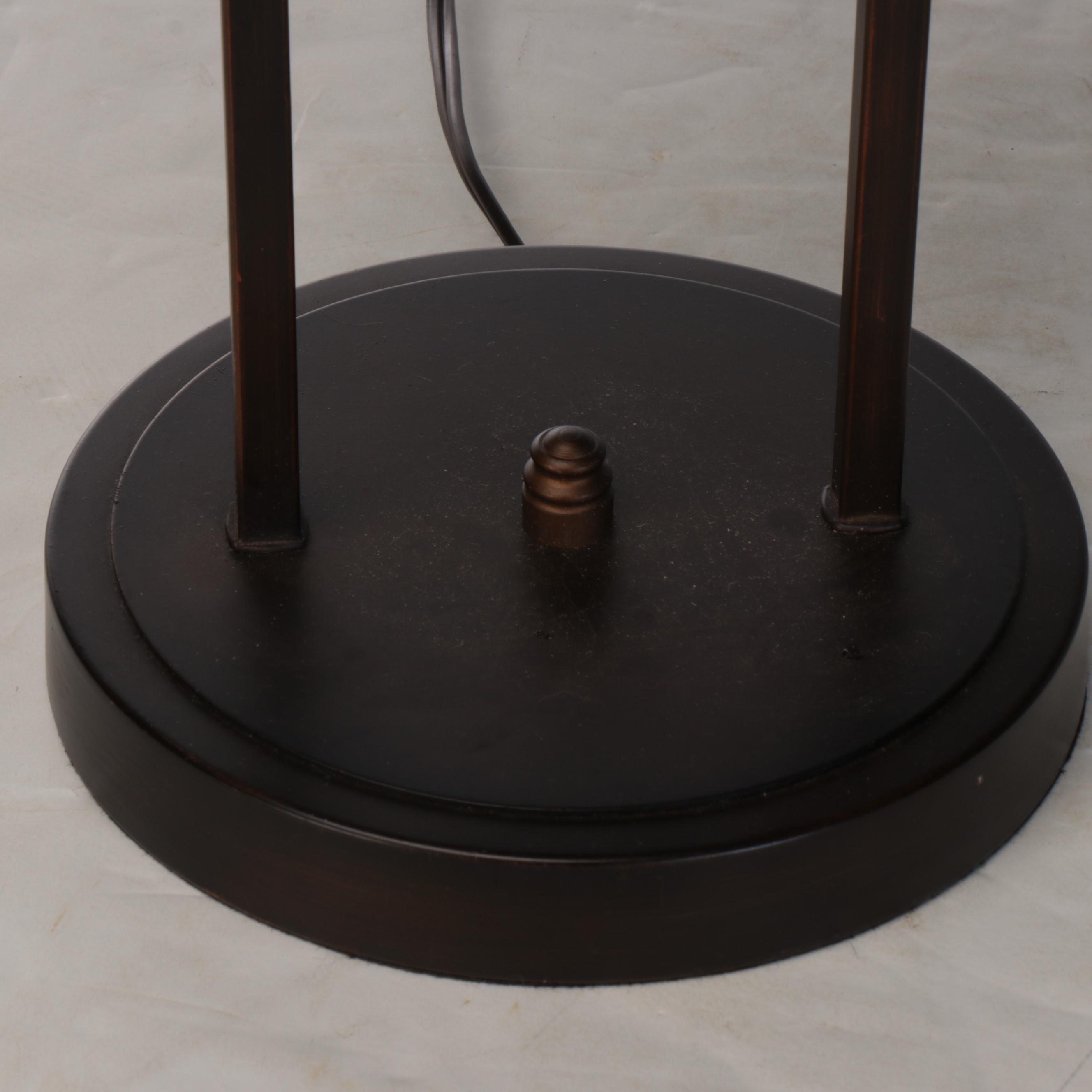 Allen + Roth Metal Two-Arm Table Lamp with Frosted Glass Shades, 21st C.