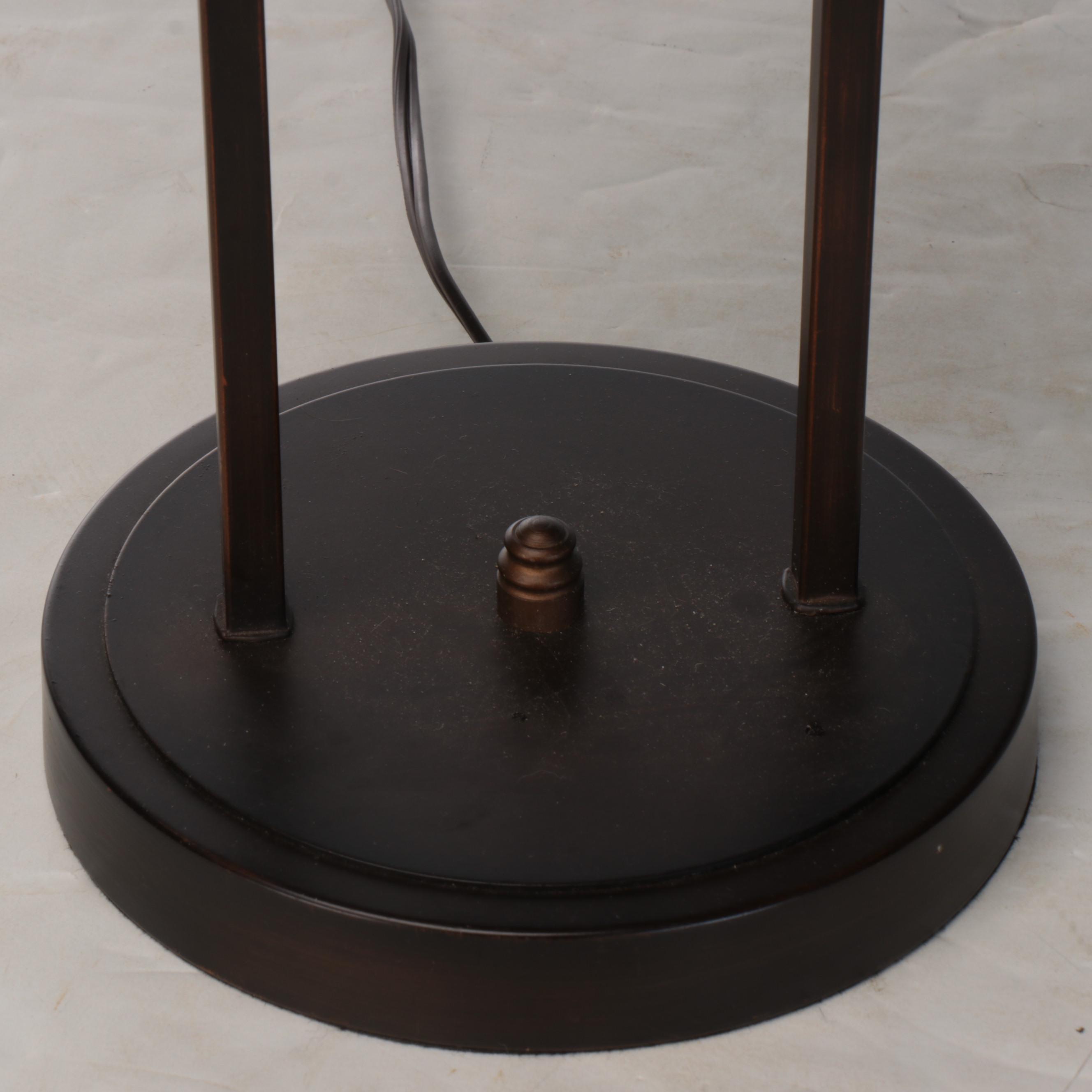 Allen + Roth Metal Two-Arm Table Lamp with Frosted Glass Shades, 21st C.