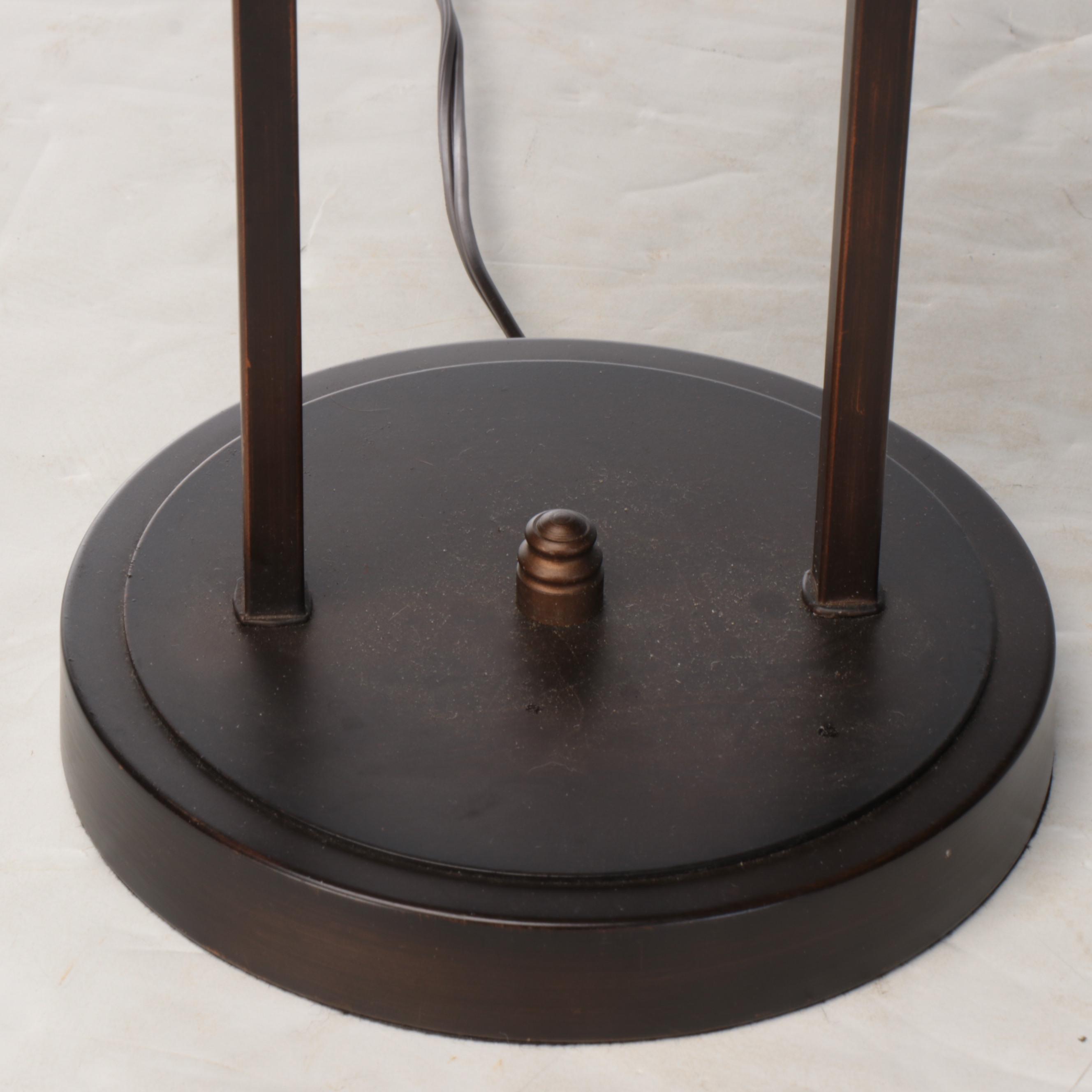 Allen + Roth Metal Two-Arm Table Lamp with Frosted Glass Shades, 21st C.