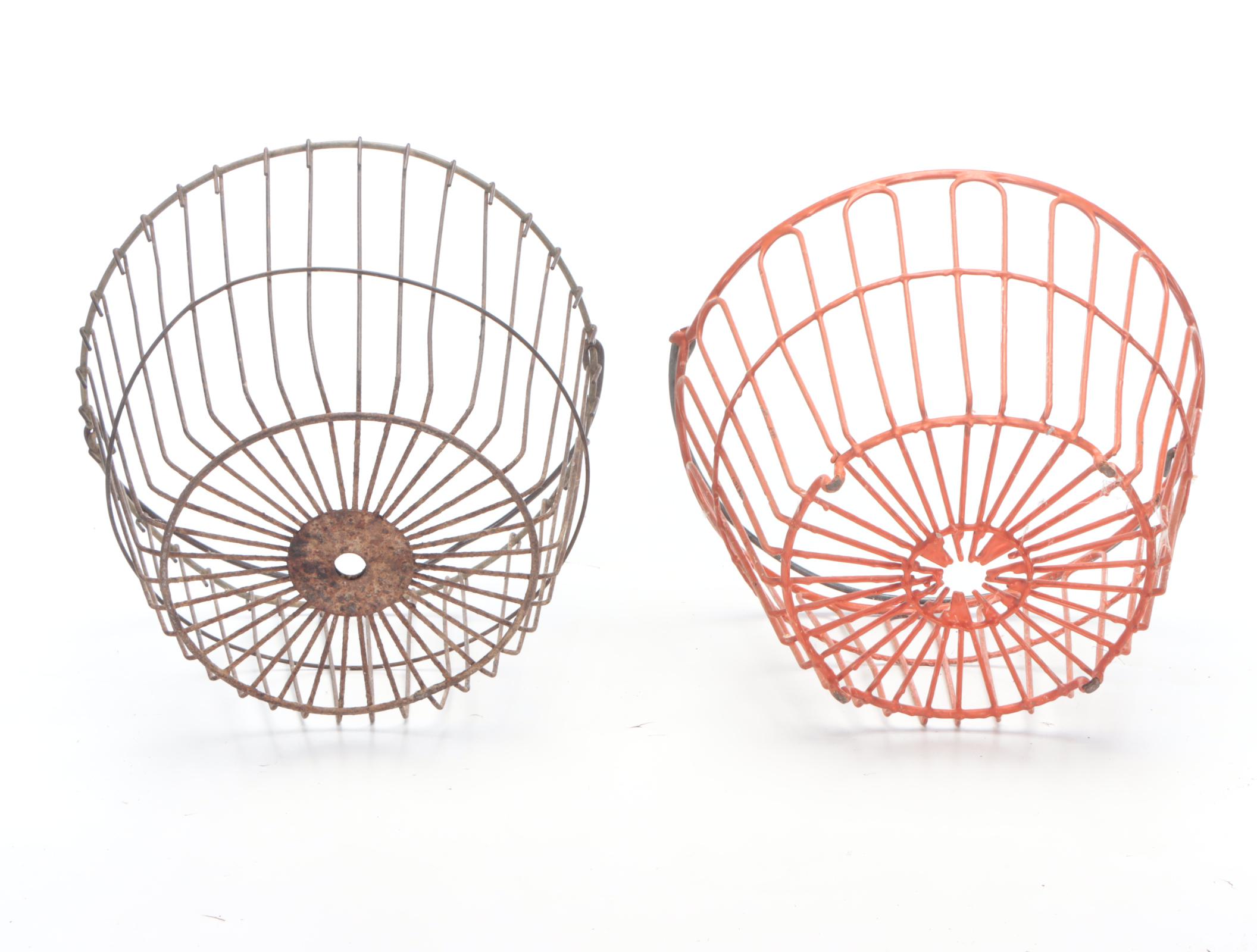 Primitive Wooden Dough Bowl with Wire Baskets and Other Kitchenware