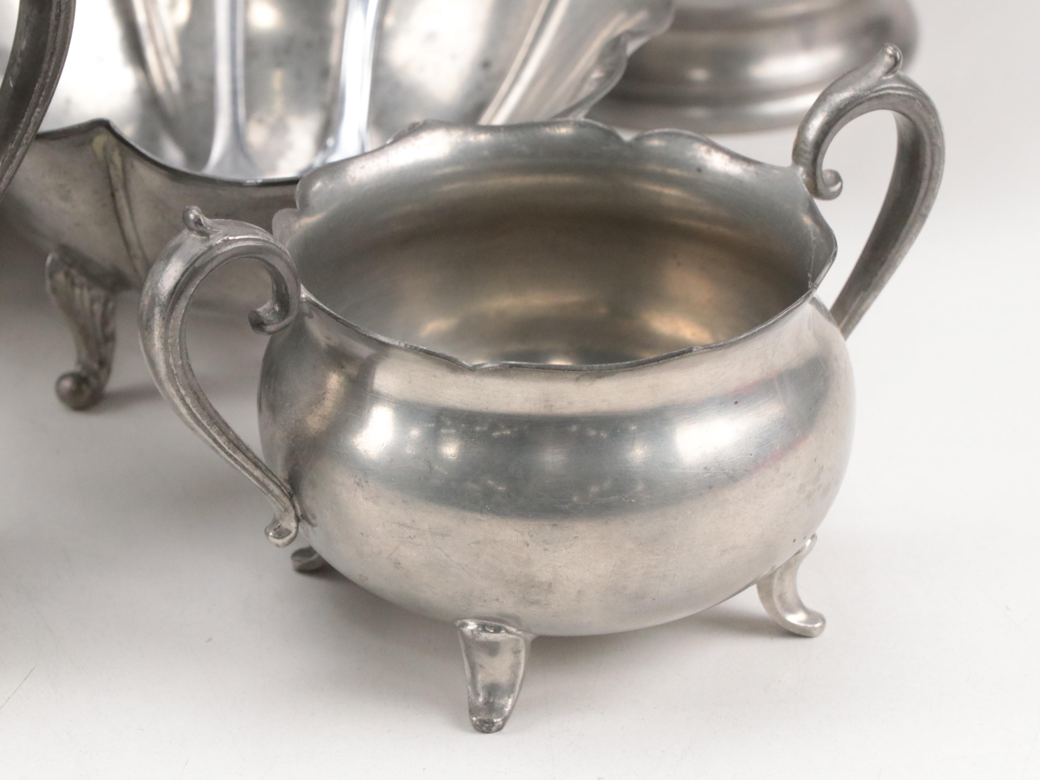 Stieff "Williamsburg" Pewter Plates with More Pewter Table Accessories