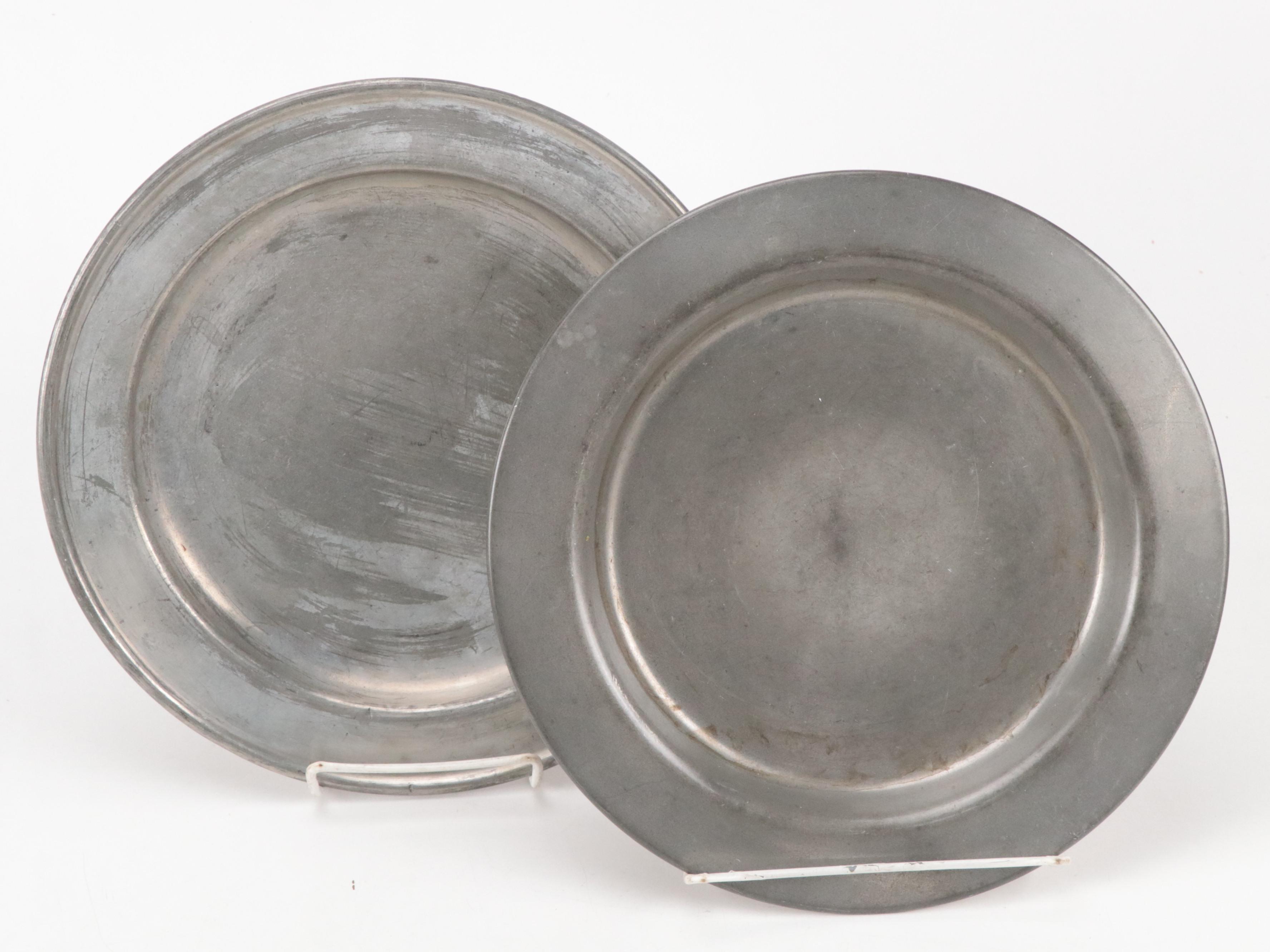 Stieff "Williamsburg" Pewter Plates with More Pewter Table Accessories