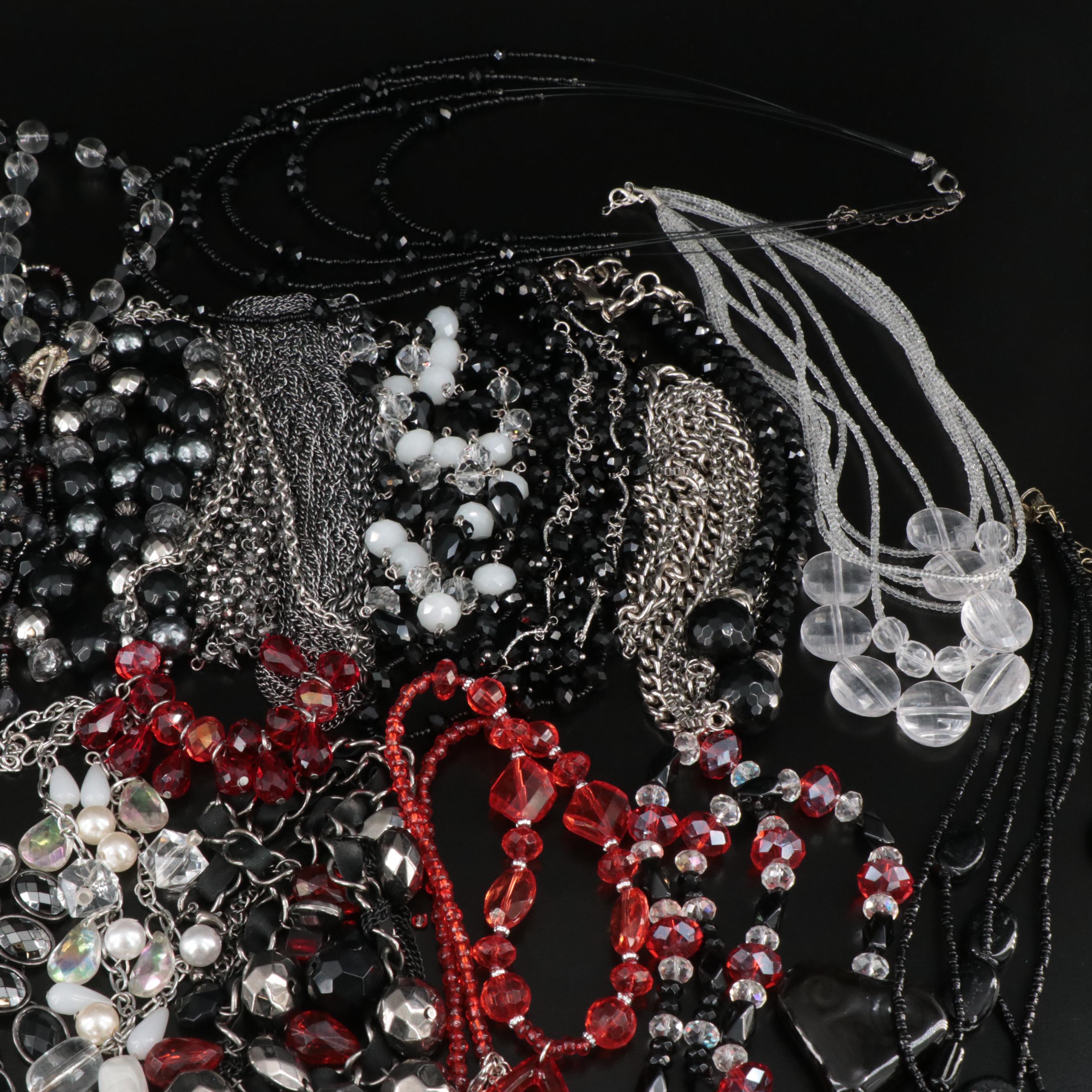 Red, Black and White Toned Costume Jewelry Collection