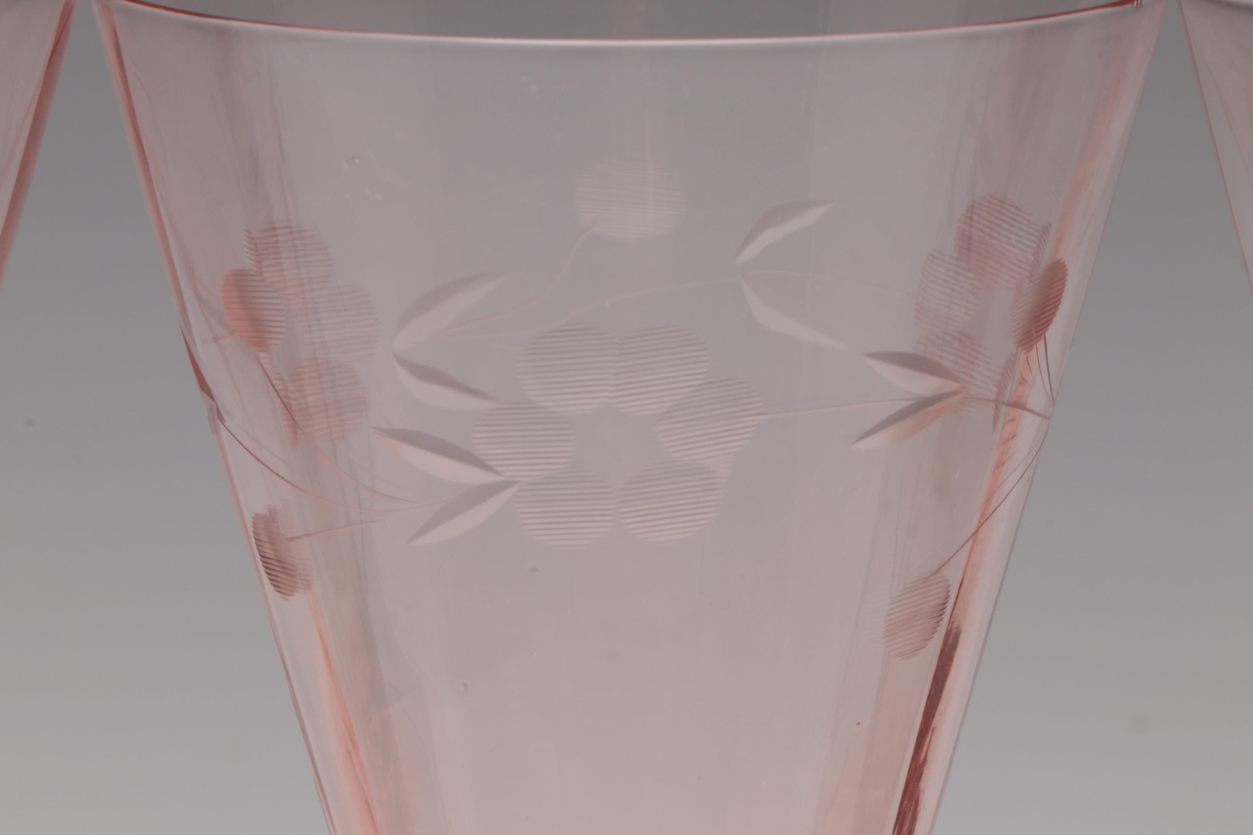 Anchor Hocking "Oyster and Pearl Pink" Glass Relish with Other Pink Glassware