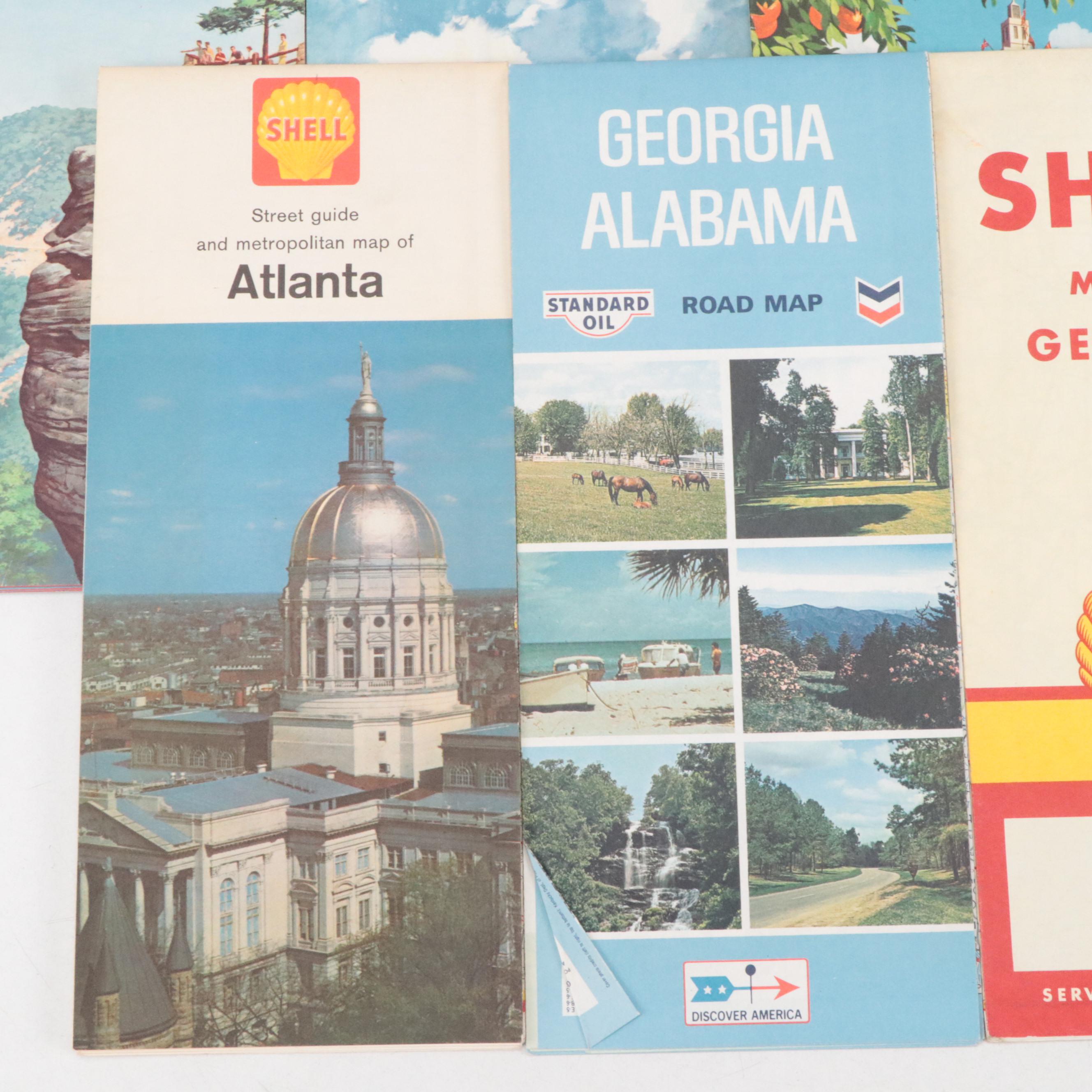 Atlanta, Georgia, Florida, Kentucky and Other Road Maps, Mid to Late 20th C.