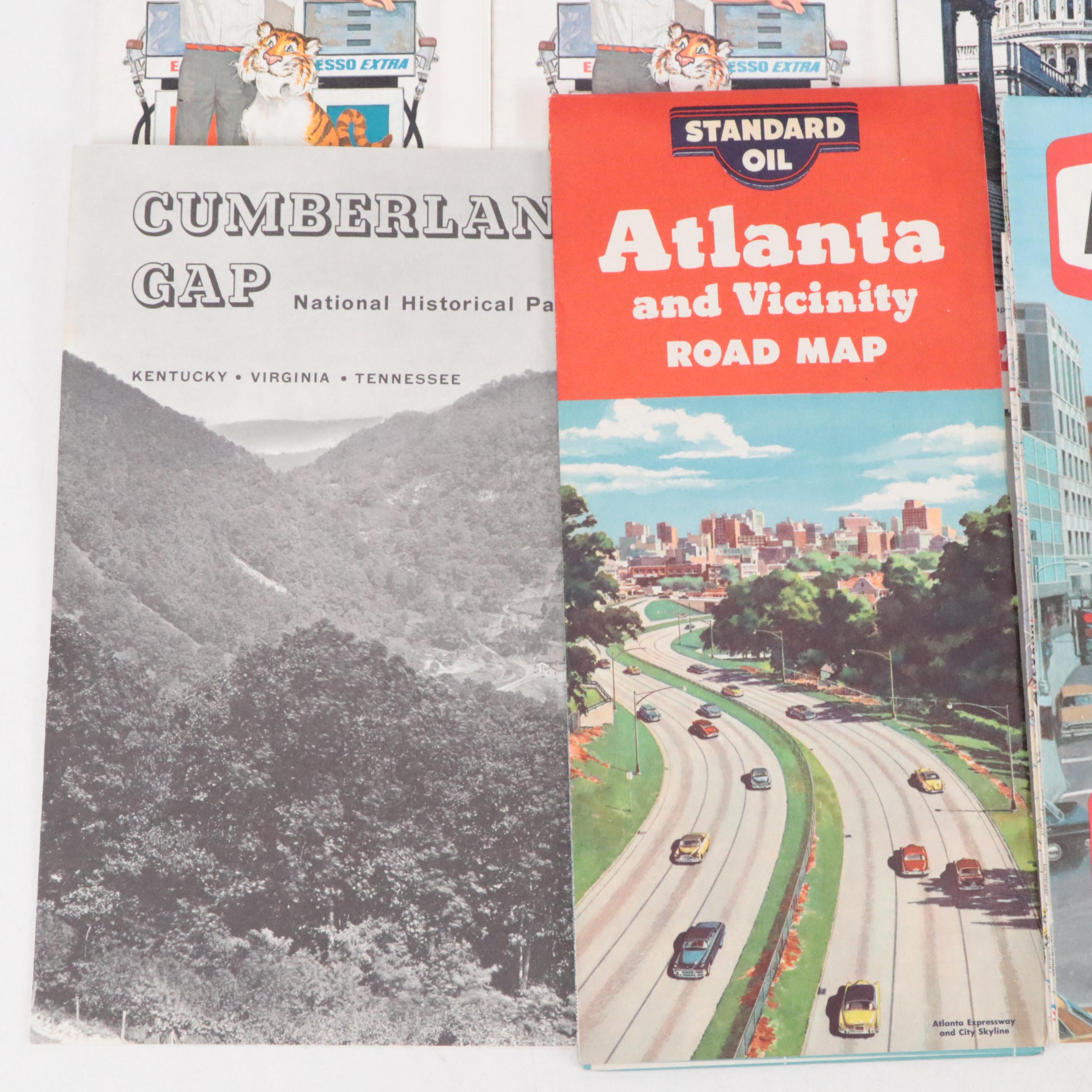 Atlanta, Georgia, Florida, Kentucky and Other Road Maps, Mid to Late 20th C.