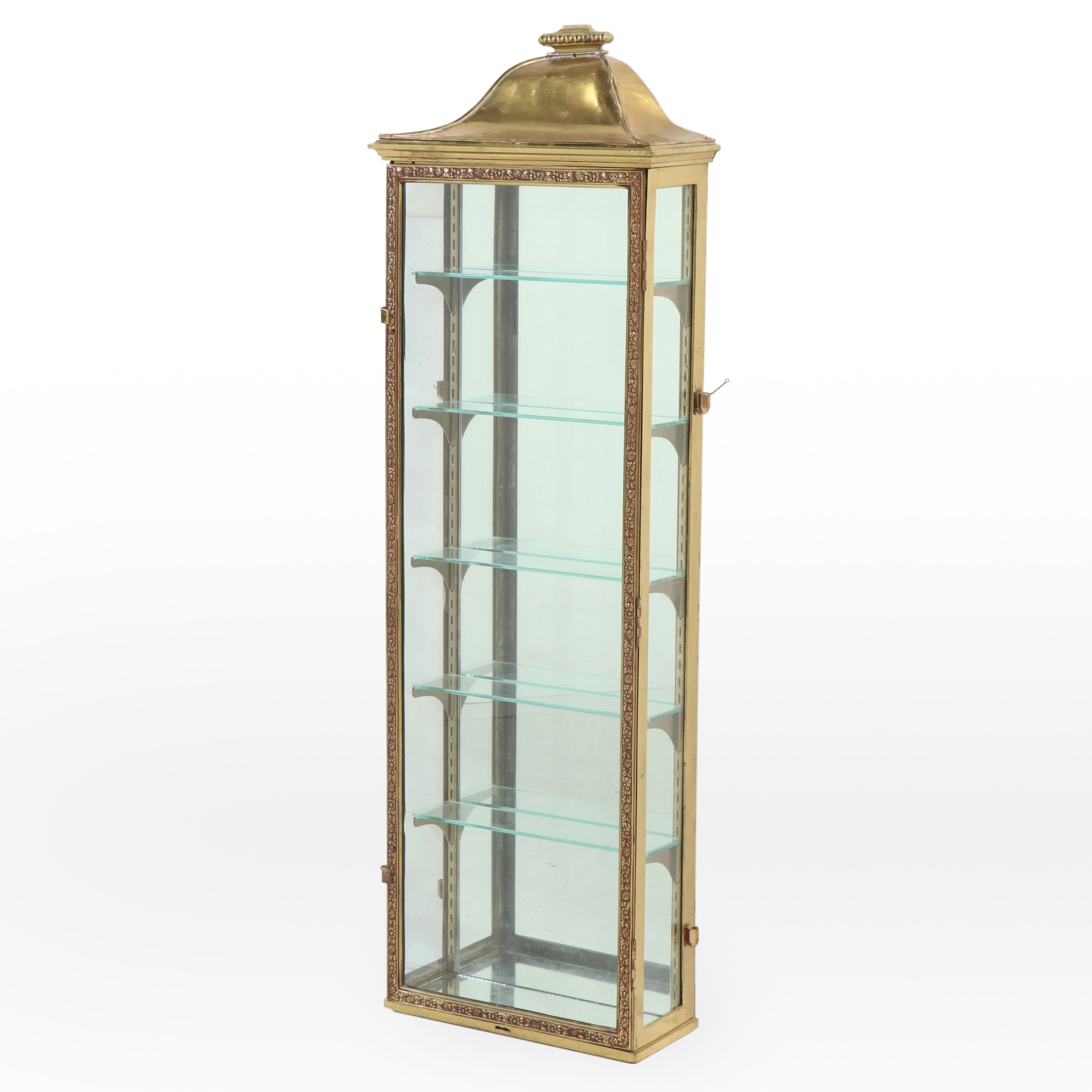 Neoclassical Style Brass and Mirror-Back Display Cabinet