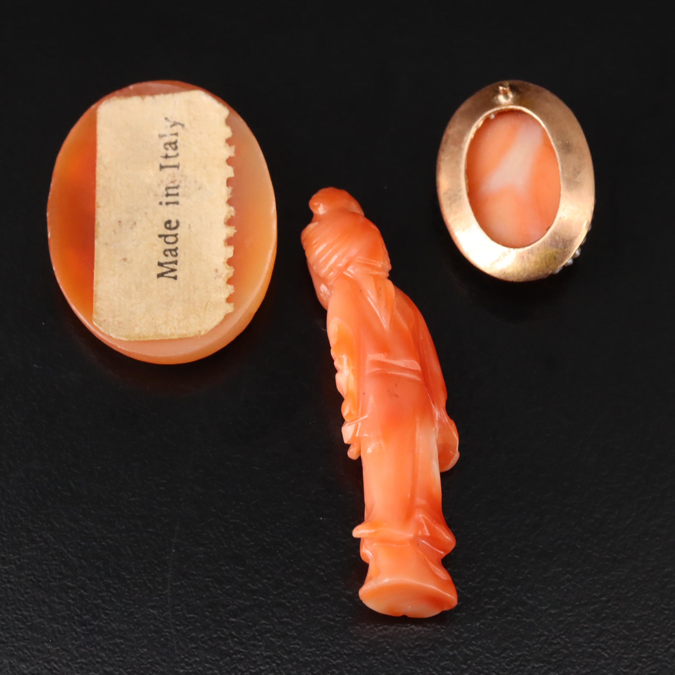 Coral, Seed Pearl and Shell Jewelry ft. Cameos, Goddess and Necklace