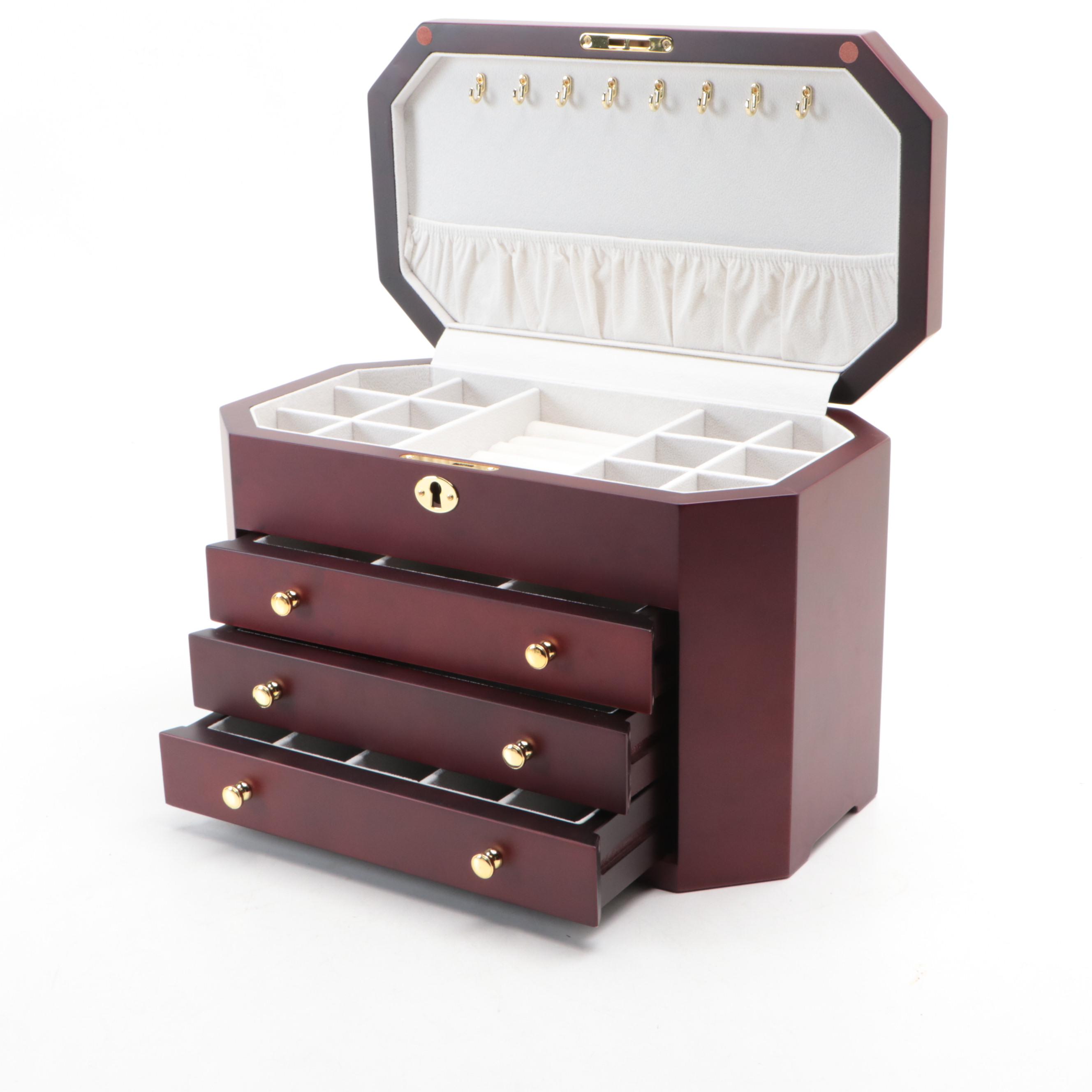 Jere Cherry Finish Wood Jewelry Box