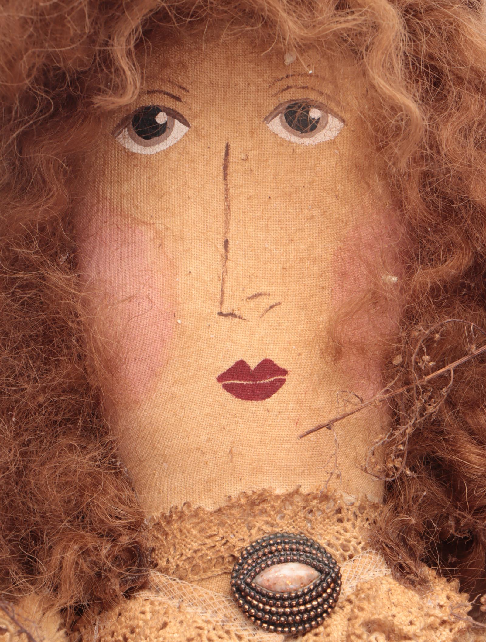 Victorian Style Handmade Cloth Doll with Rocking Chair