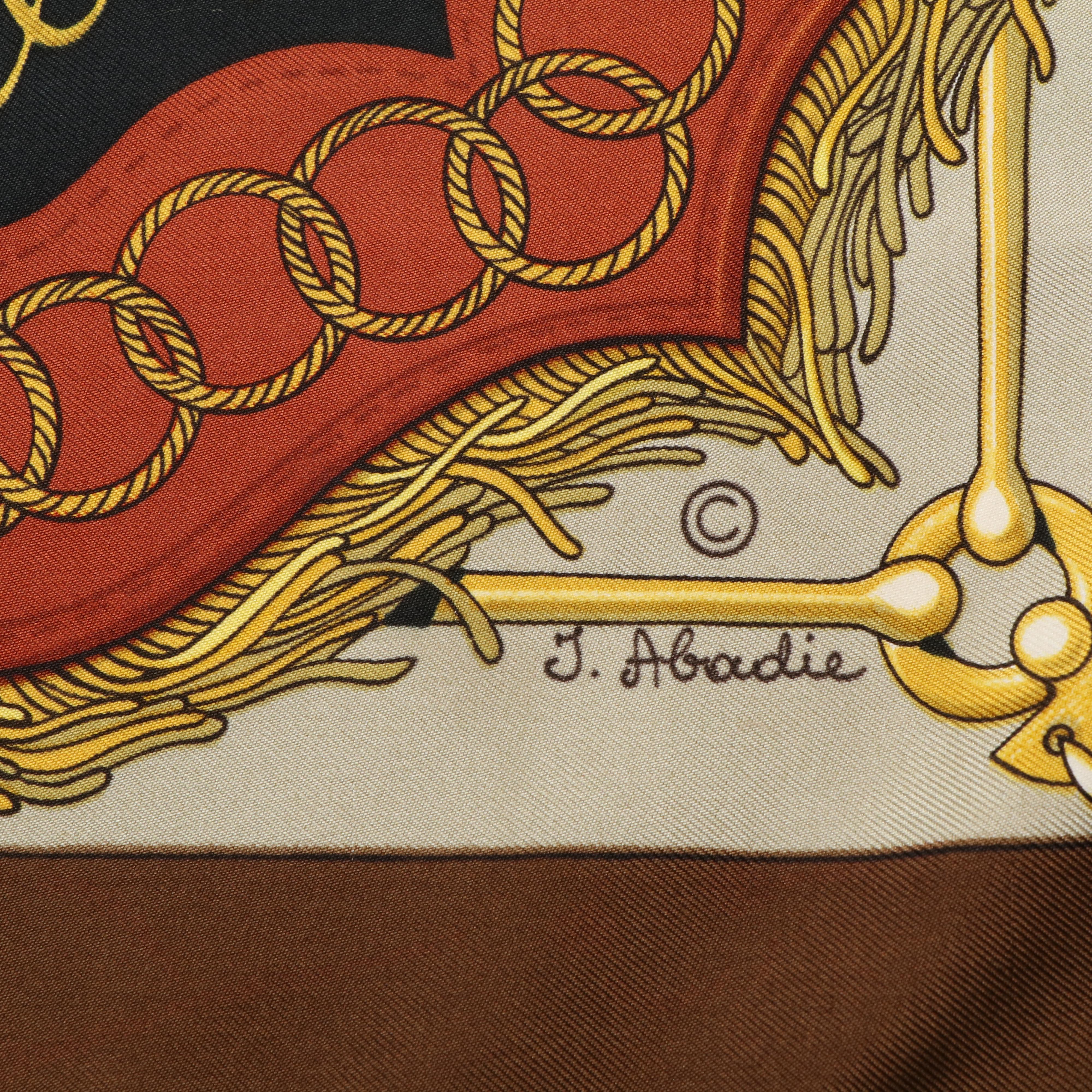 Hermès "Cliquetis" Brown Silk Scarf