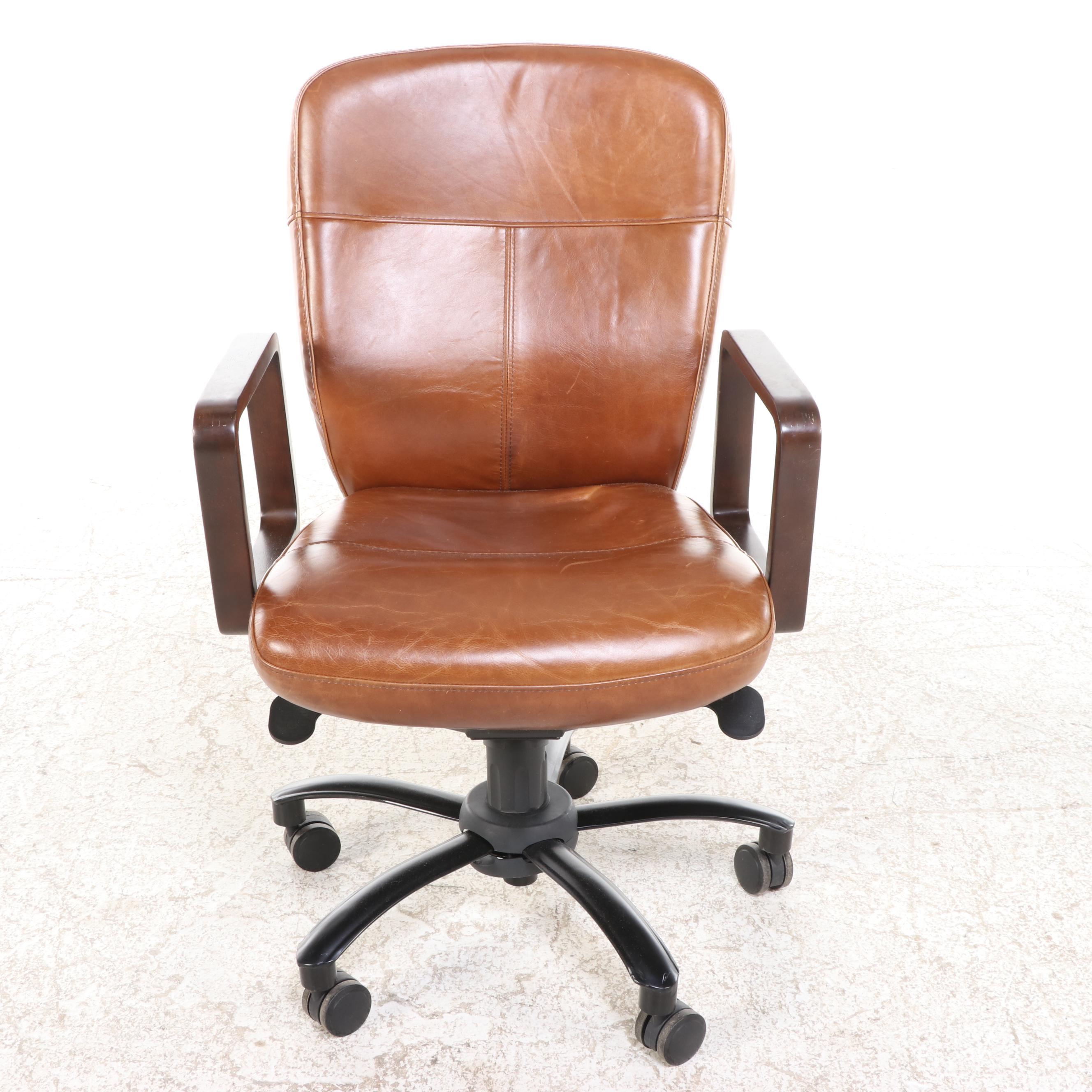 Arhaus Furniture Brown Leather Office Chair