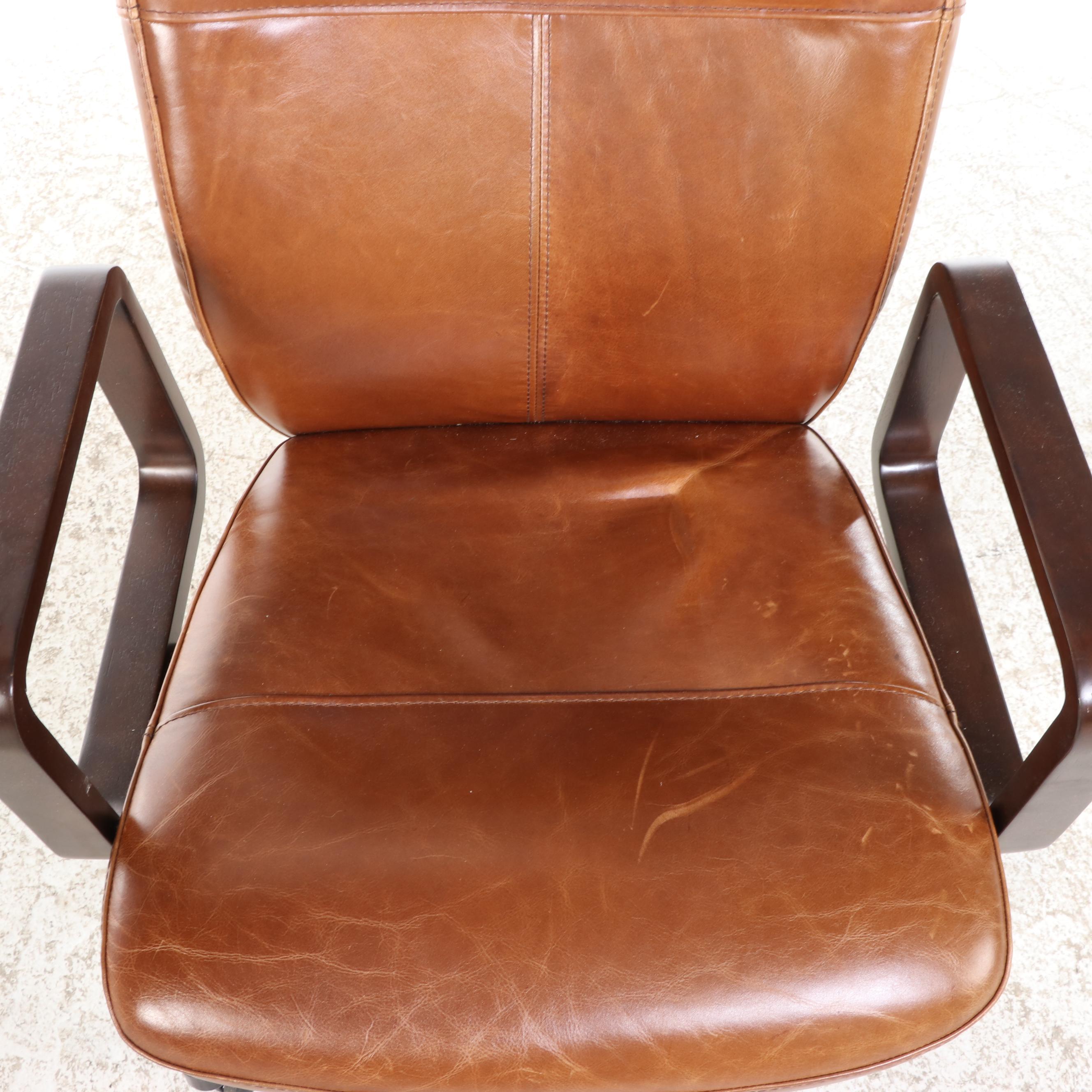 Arhaus Furniture Brown Leather Office Chair