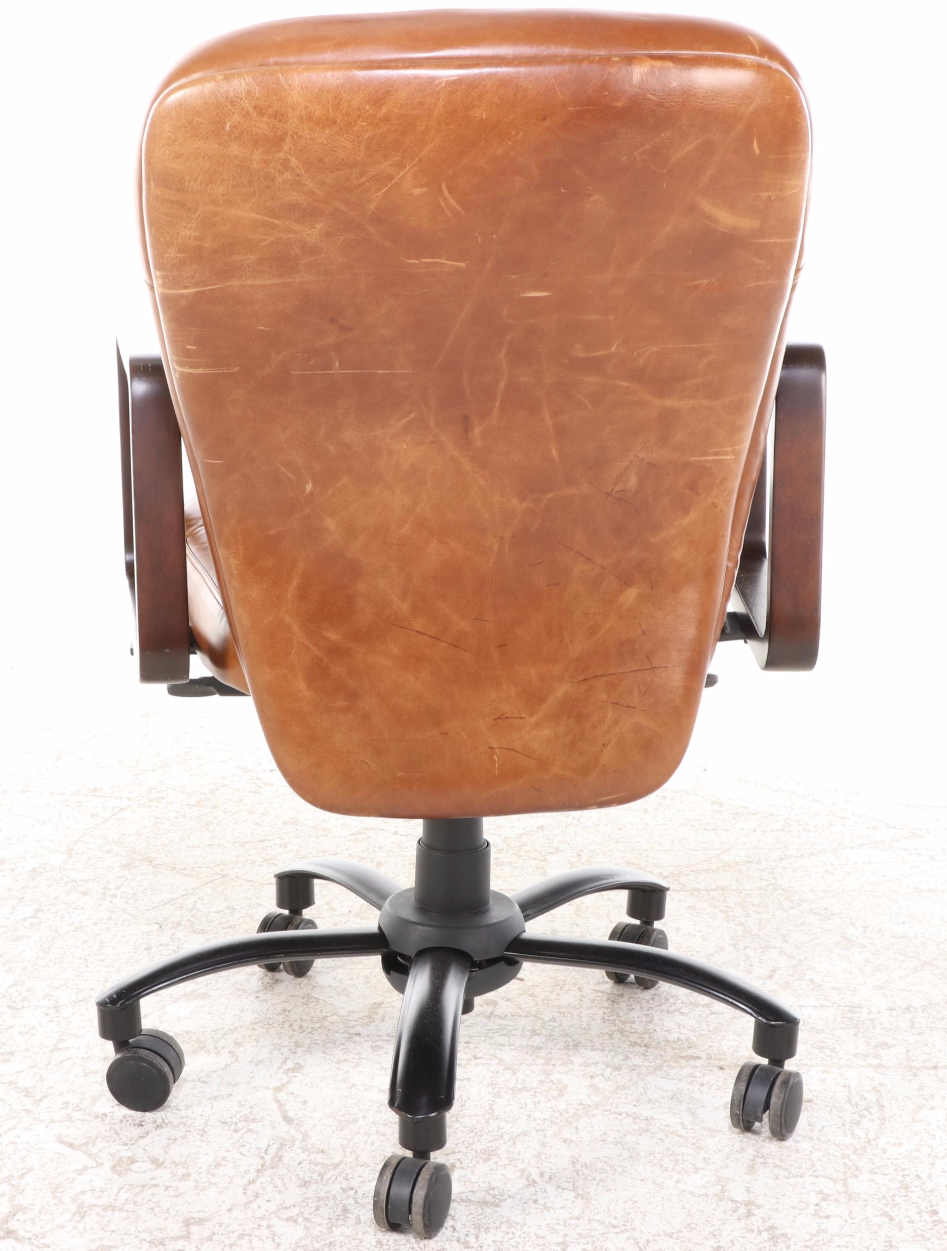 Arhaus Furniture Brown Leather Office Chair