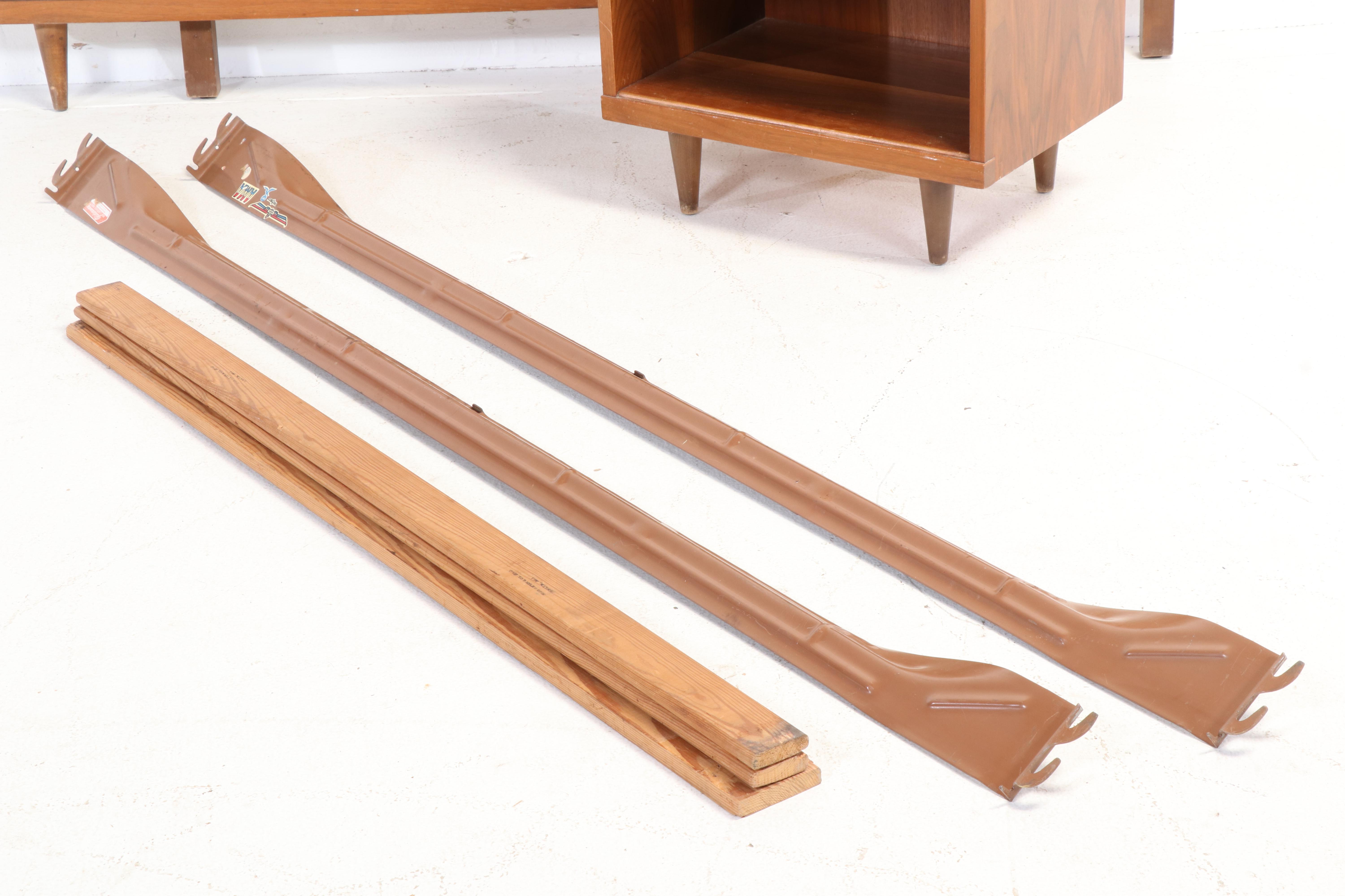 Mid Century Modern Walnut Full Size Bed Frame with Laminate Top Nightstand