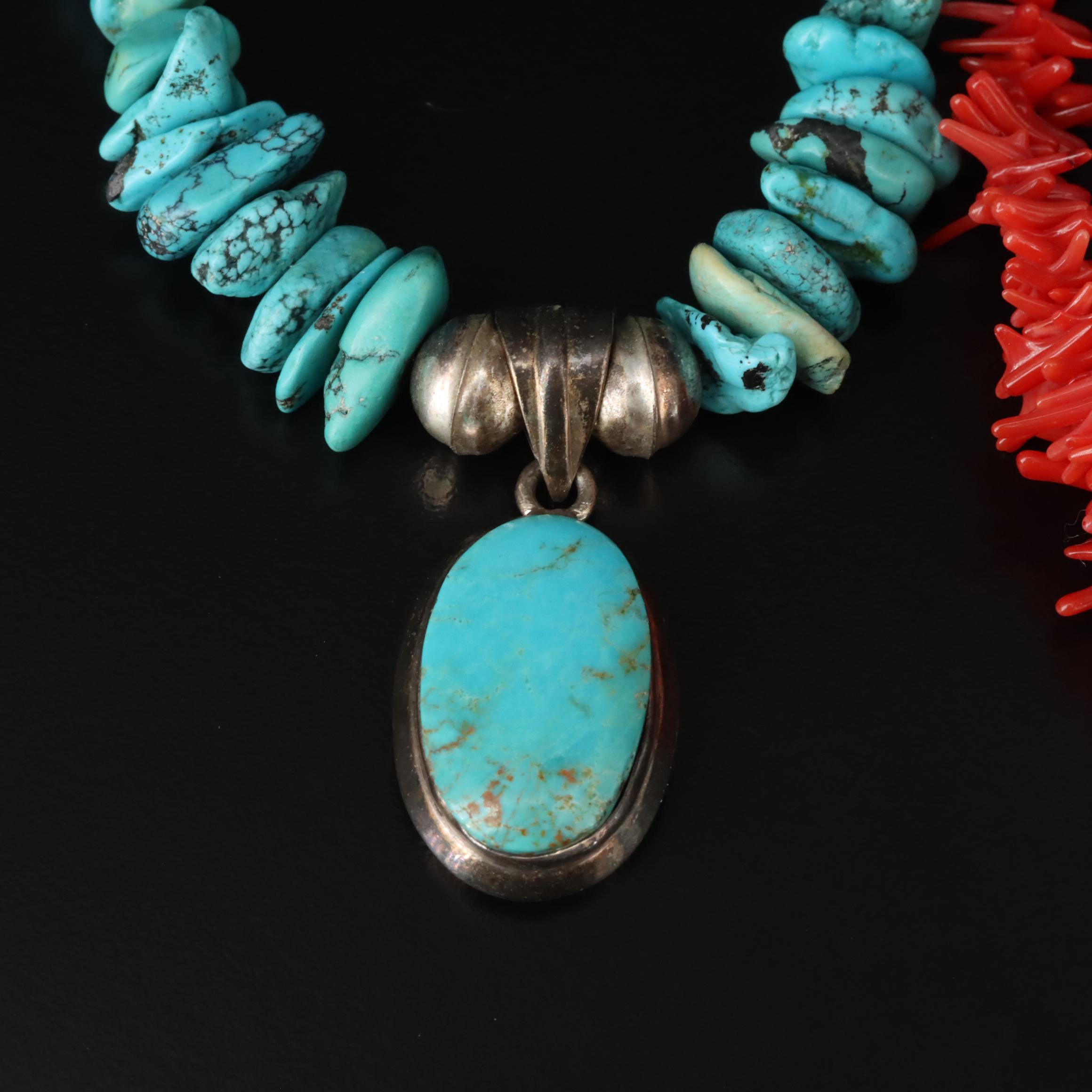 Necklace Trio Featuring Sterling, Coral and Turquoise