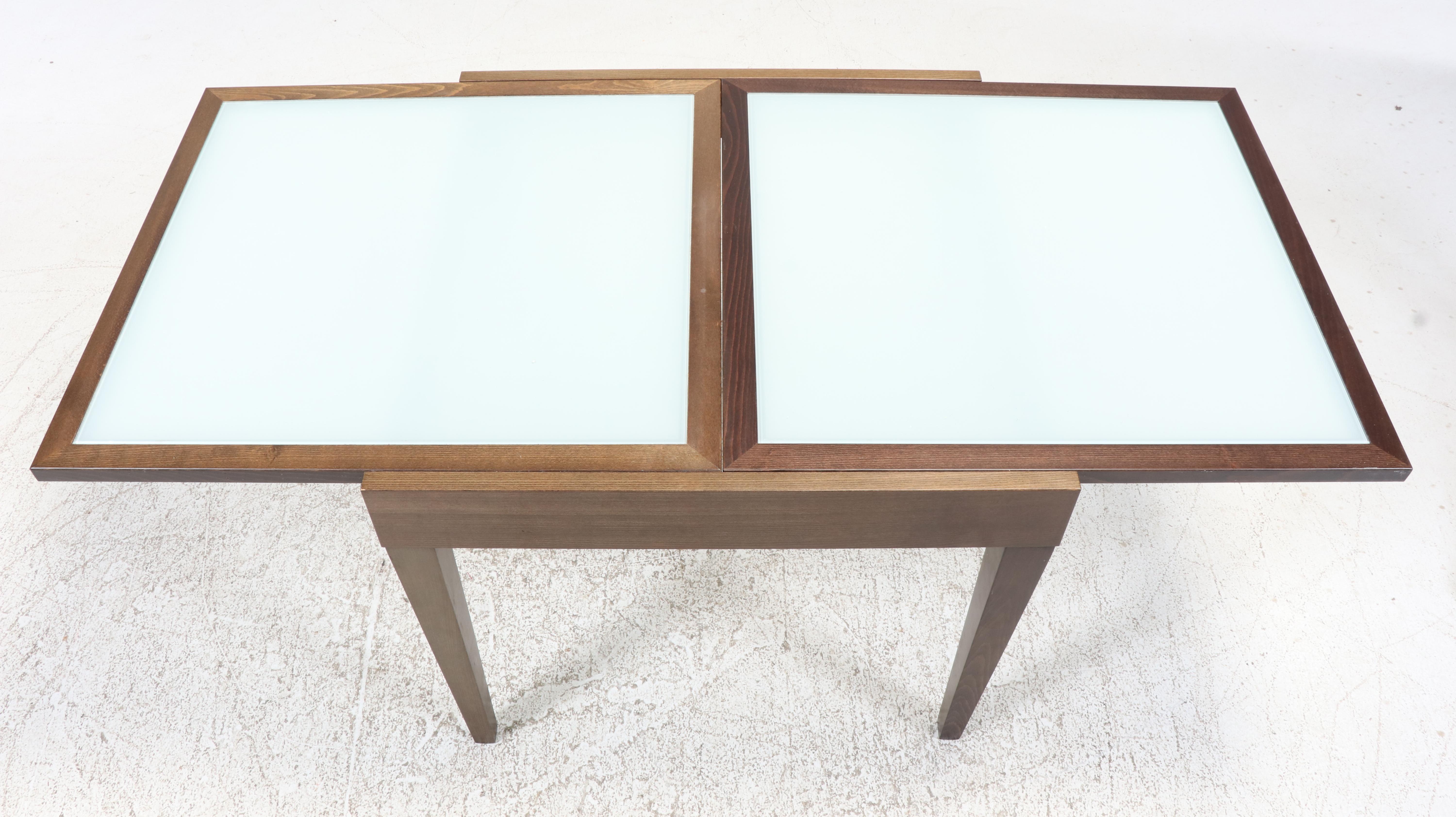 Contemporary Beech and Glass Top Extending Dining Table