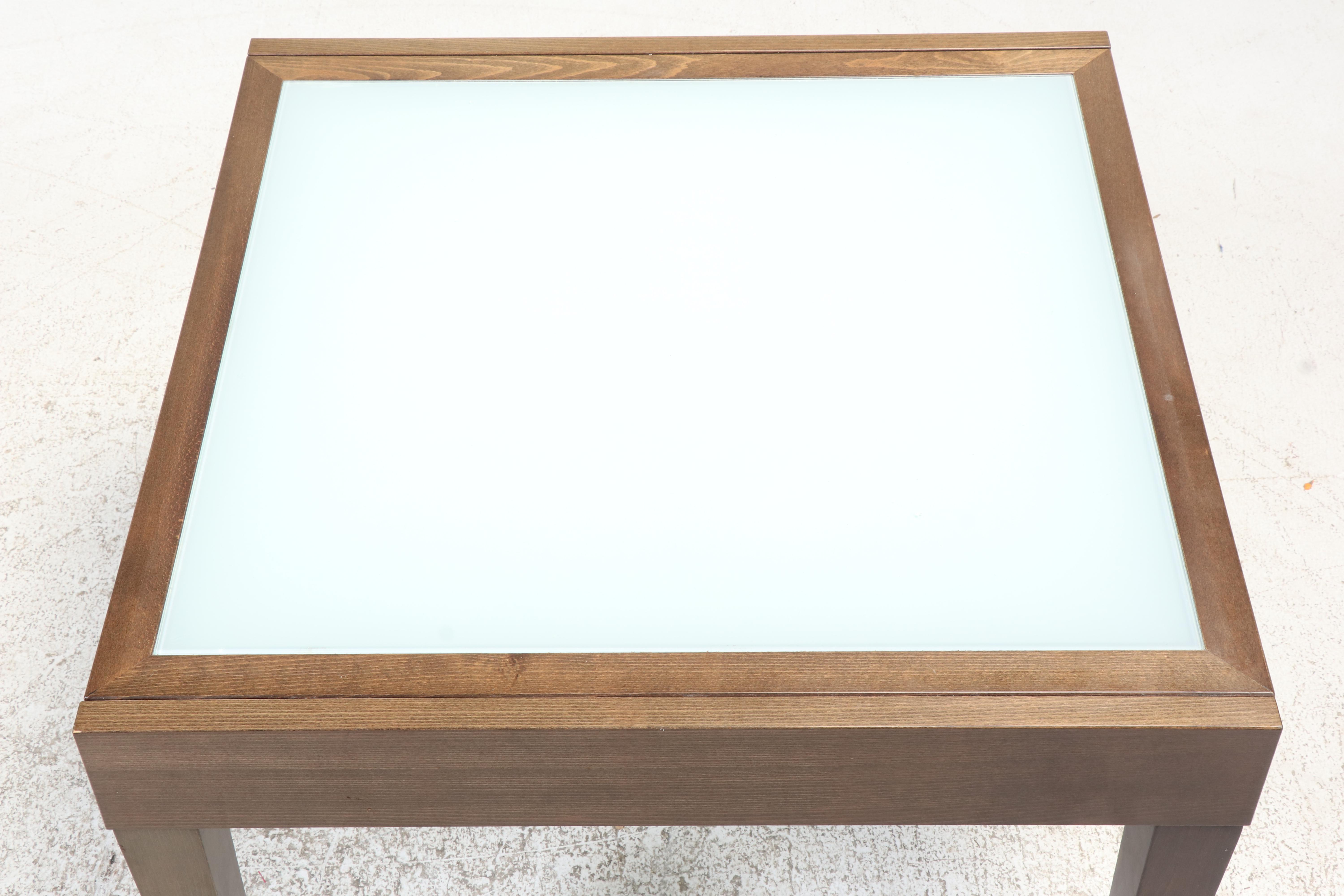 Contemporary Beech and Glass Top Extending Dining Table