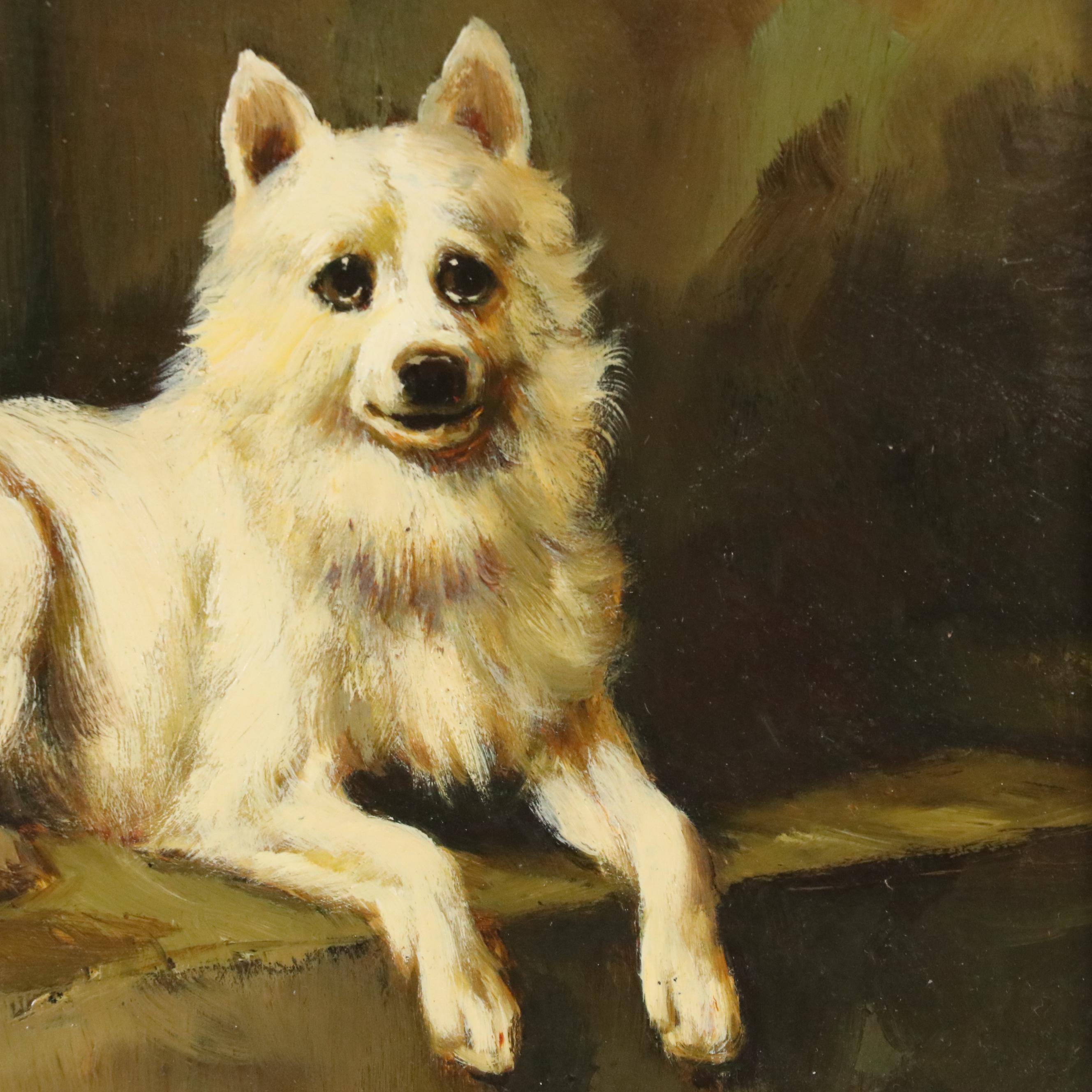Somoyed Dog Portrait Oil Painting After John Emms "Minnie"