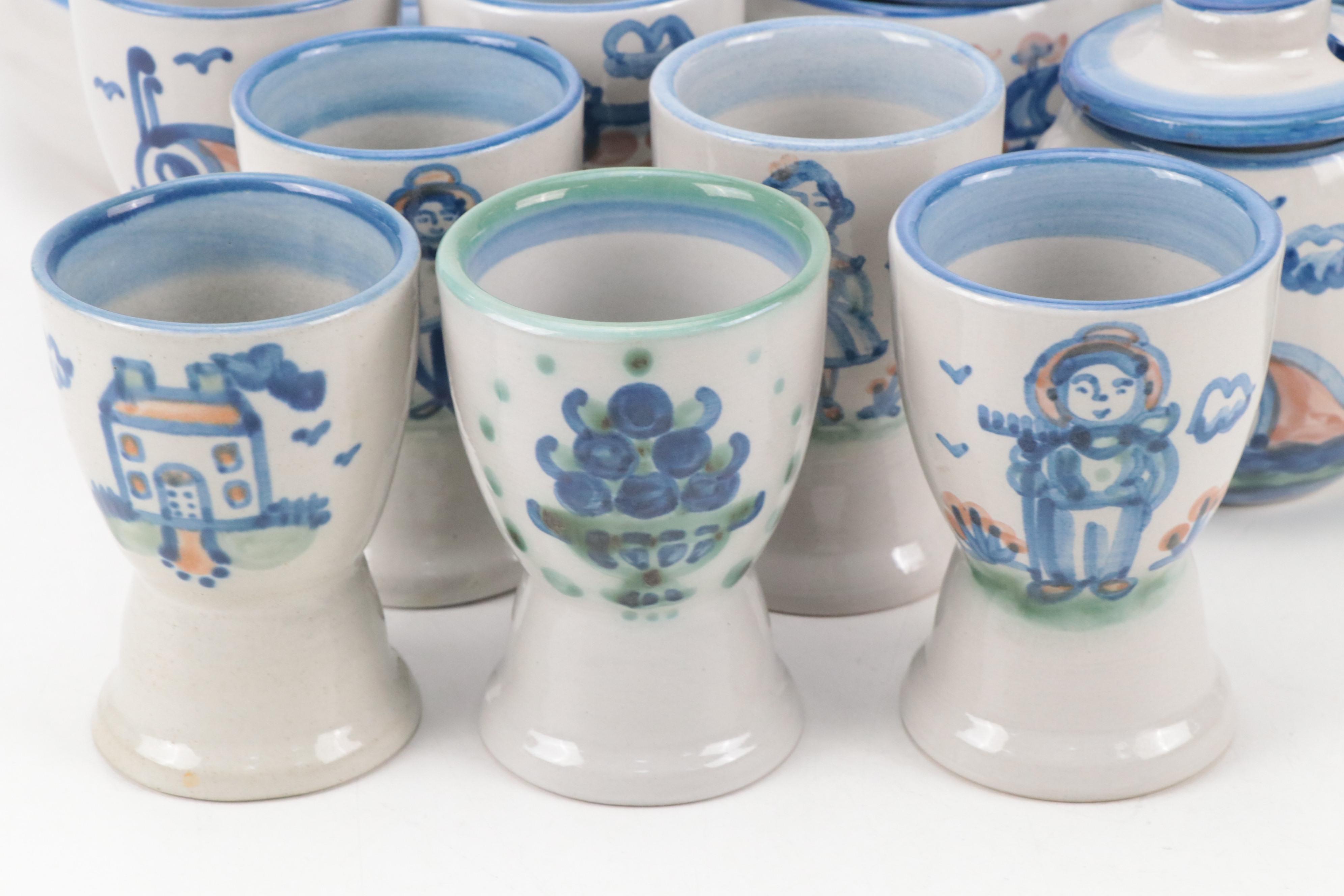 M.A. Hadley "Country Scene", "Ship & Whale", and "Bouquet" Stoneware Dinnerware