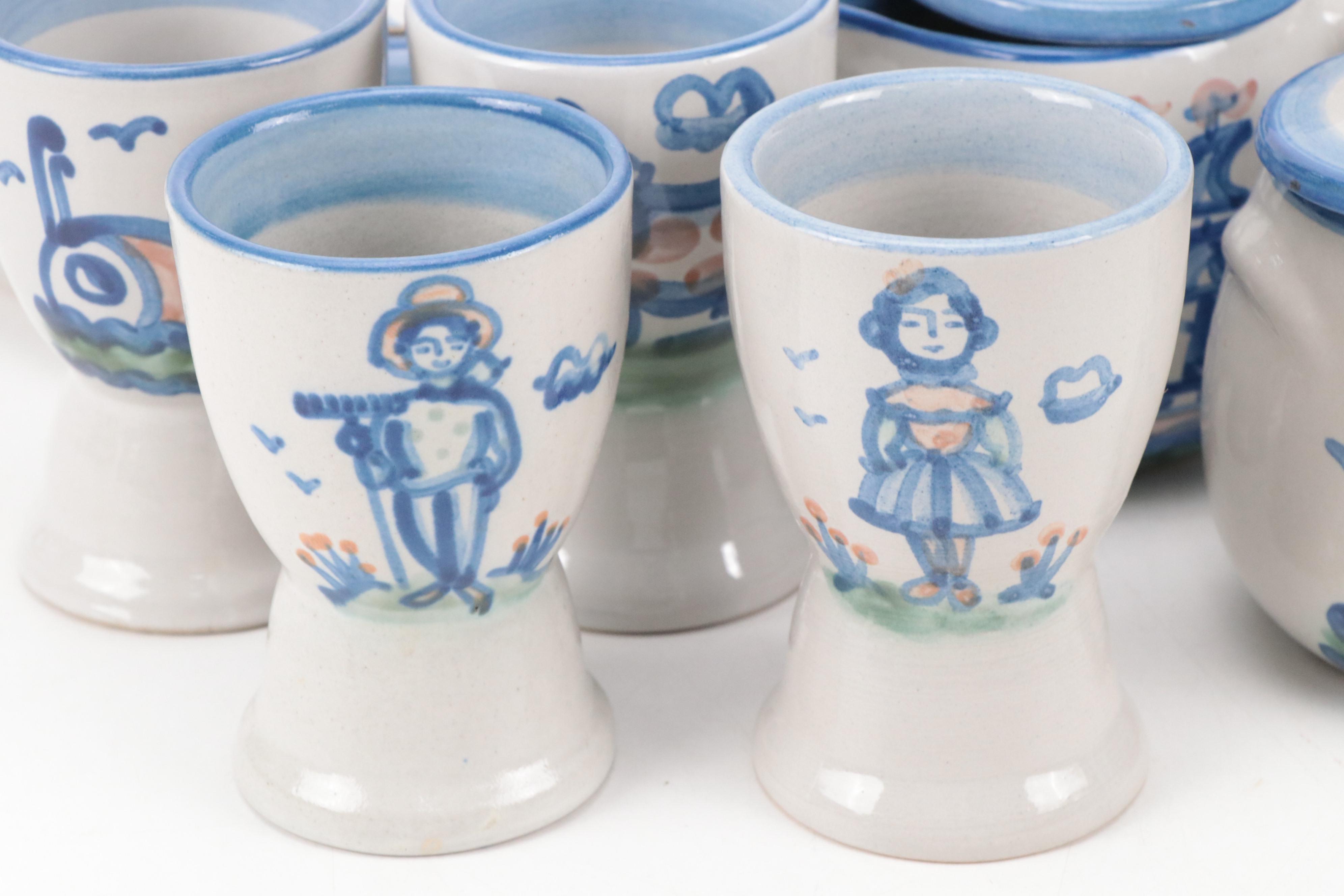 M.A. Hadley "Country Scene", "Ship & Whale", and "Bouquet" Stoneware Dinnerware