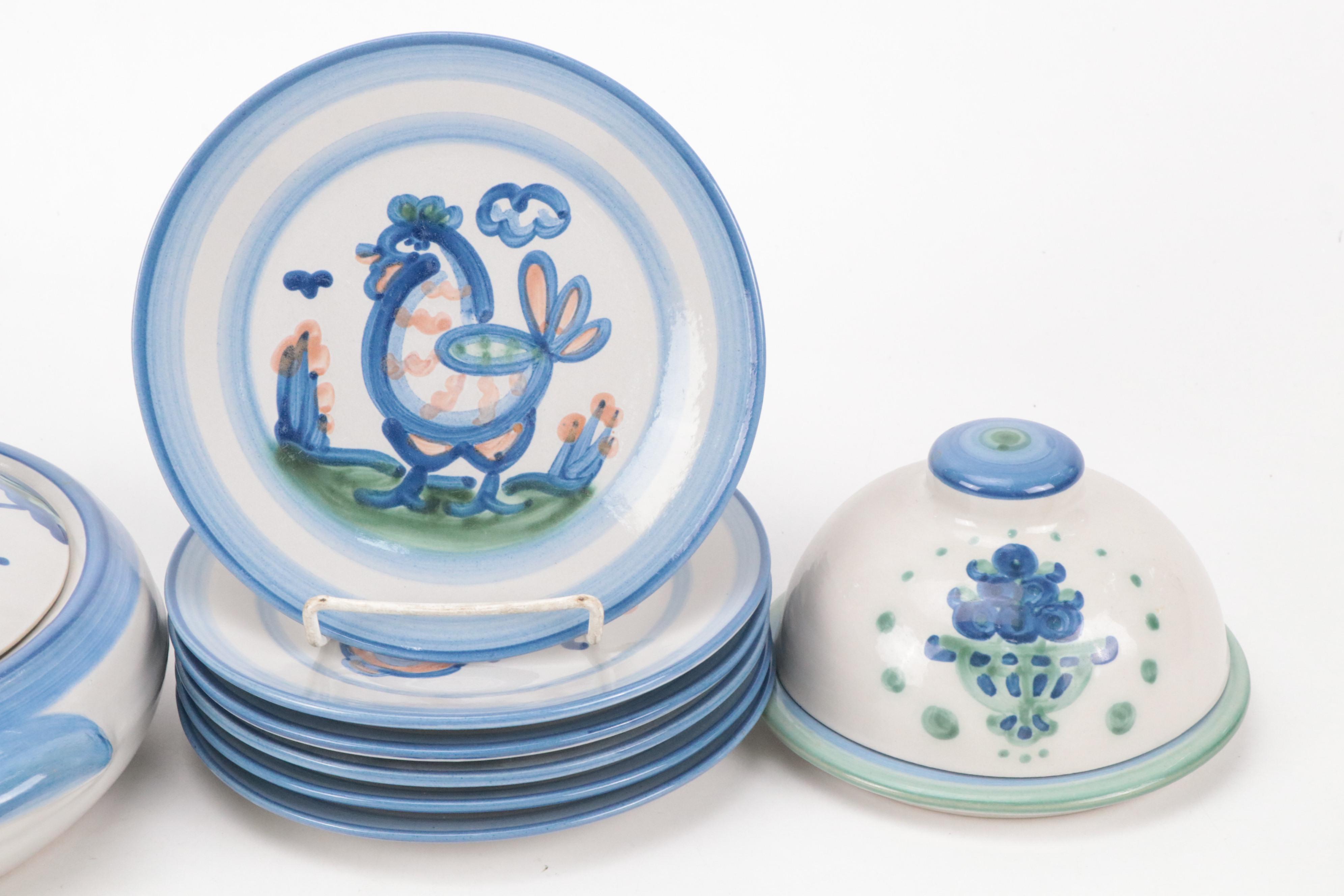 M.A. Hadley "Country Scene", "Ship & Whale", and "Bouquet" Stoneware Dinnerware