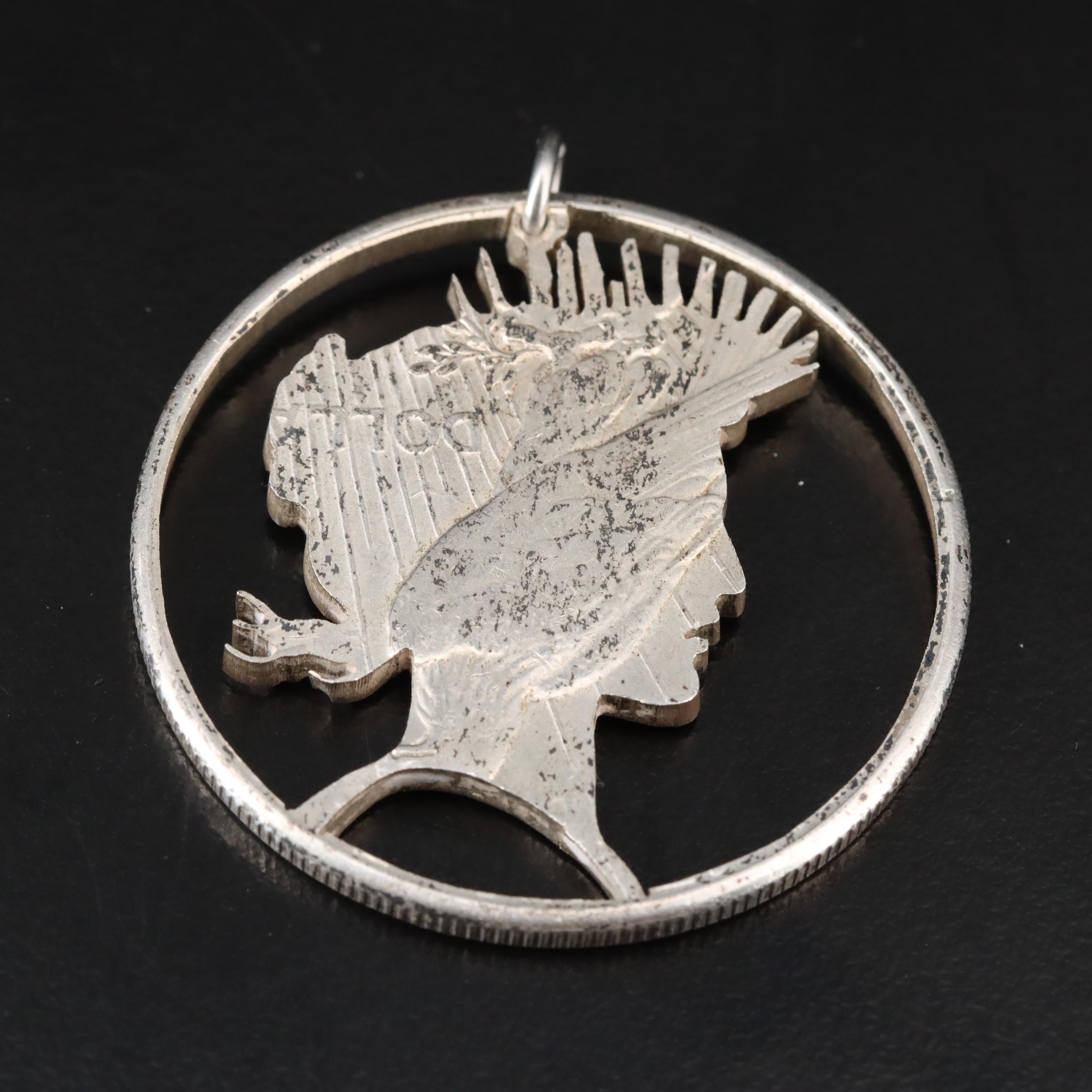 Cut-Out Peace Silver Dollar Pendants and Cut-Out Mercury Silver Dime Earrings
