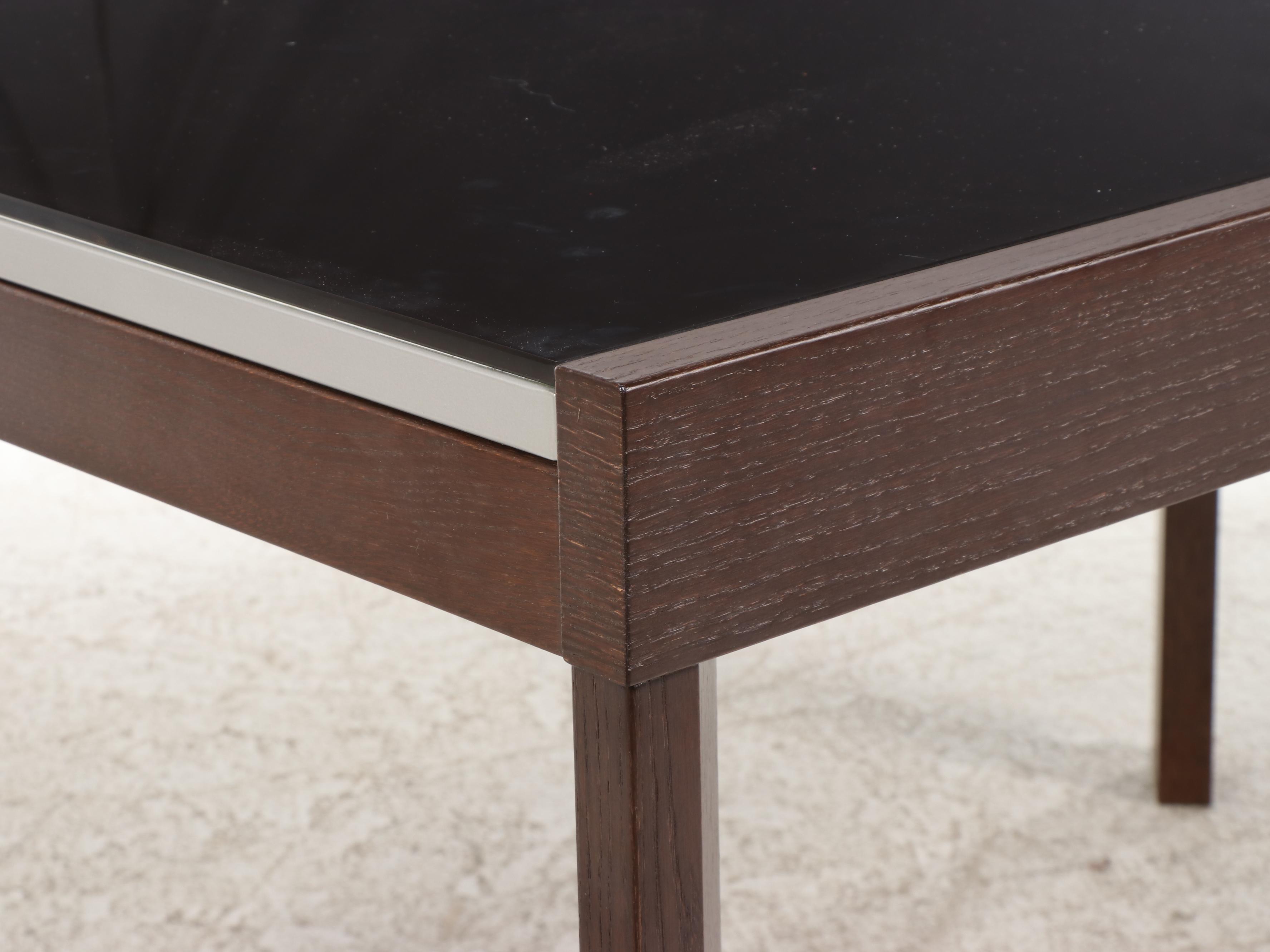 Calligaris Black Glass and Oak Extending Dining Table with Six Side Chairs