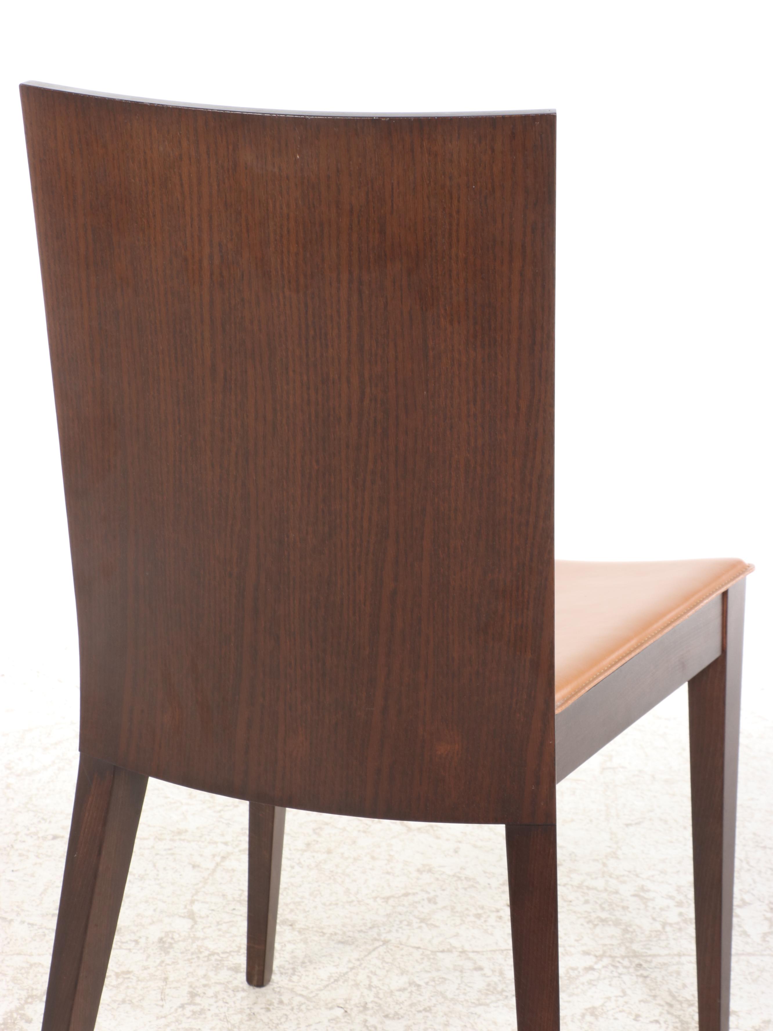 Calligaris Black Glass and Oak Extending Dining Table with Six Side Chairs