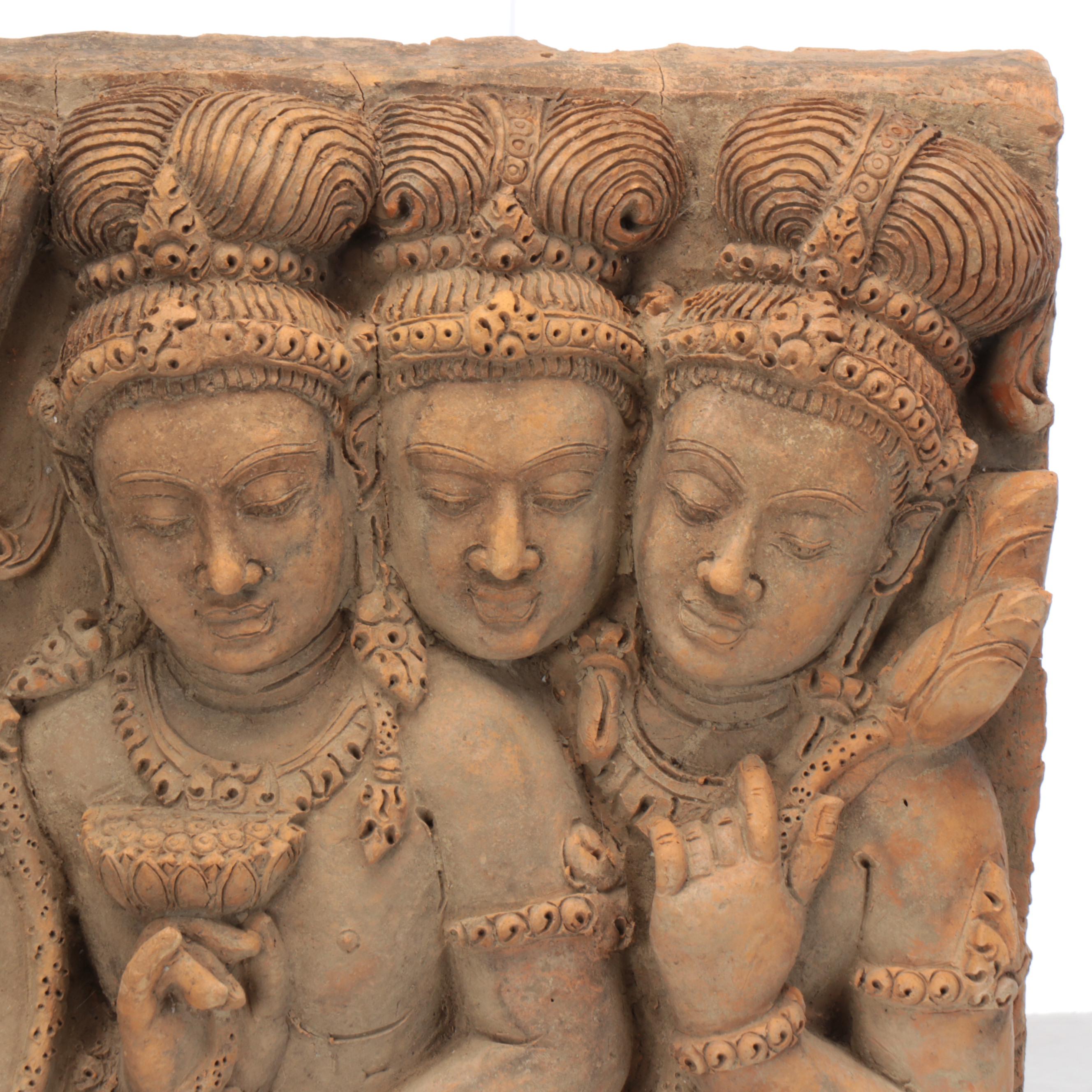 Cambodian Terracotta Temple Frieze Fragment, Early 20th Century