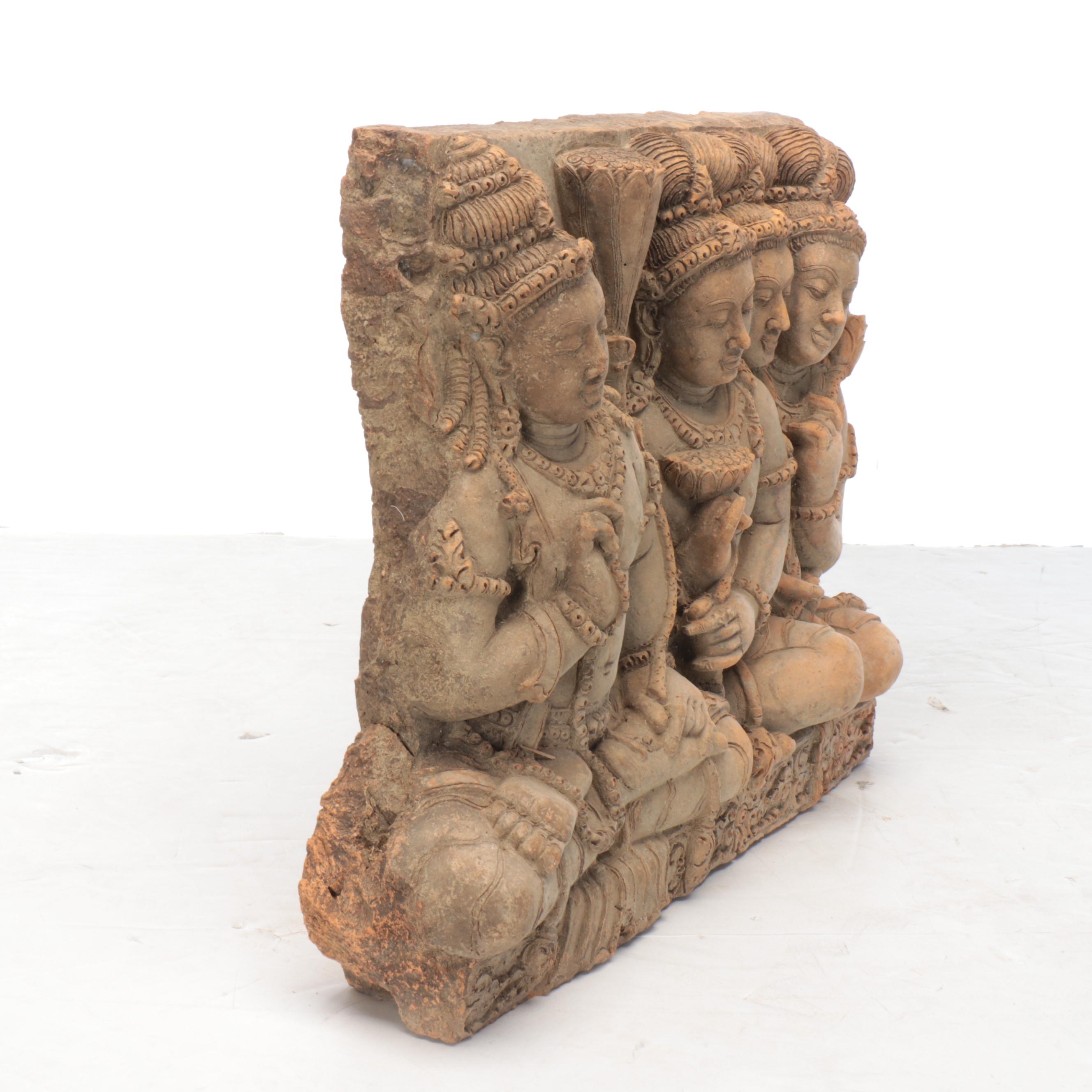 Cambodian Terracotta Temple Frieze Fragment, Early 20th Century