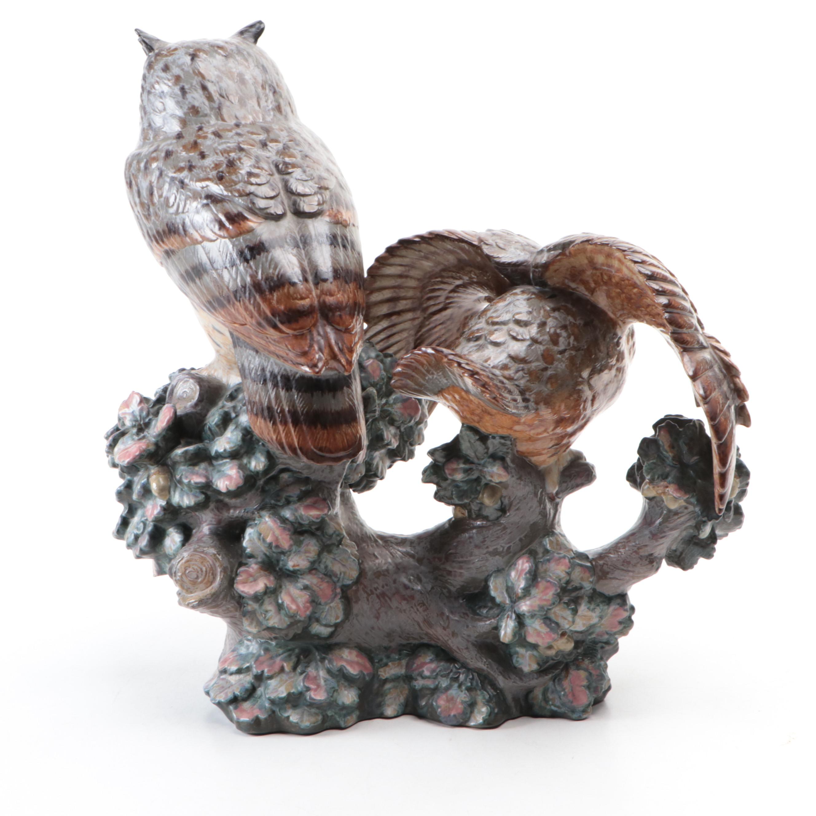 Lladró Limited Edition "Eagle Owls" Figurine Designed by Antonio Ballester